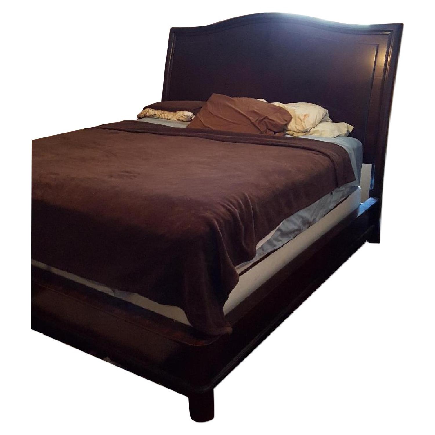 Raymour & Flanigan King Size Cherry Wood Sleigh Bed AptDeco