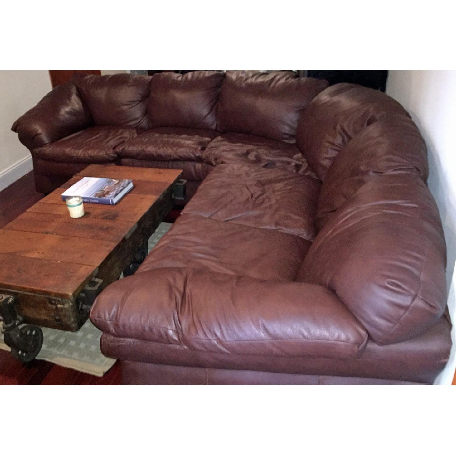 Sealy Brown Leather Sectional - image-1