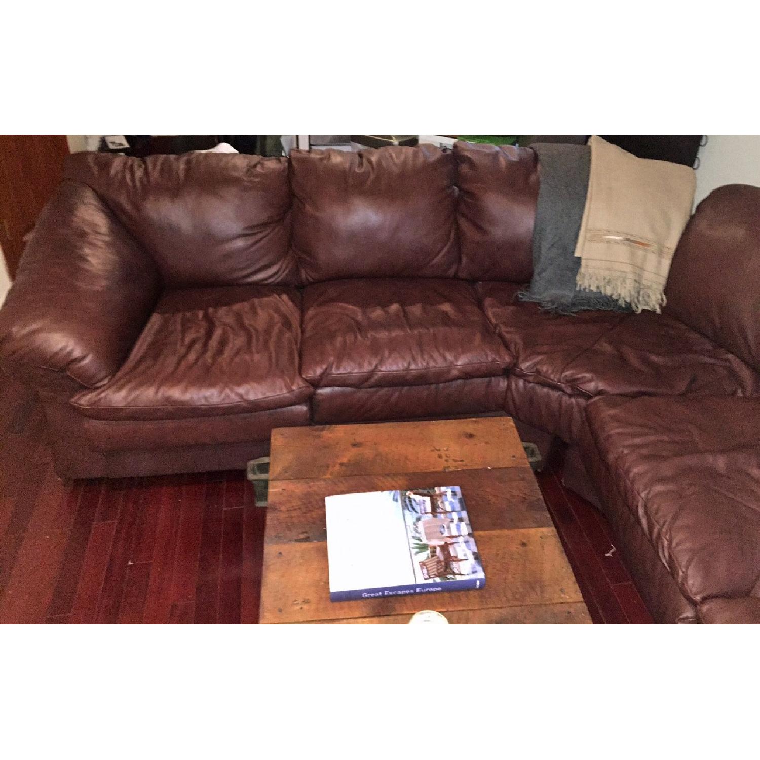 Sealy Brown Leather Sectional - image-2