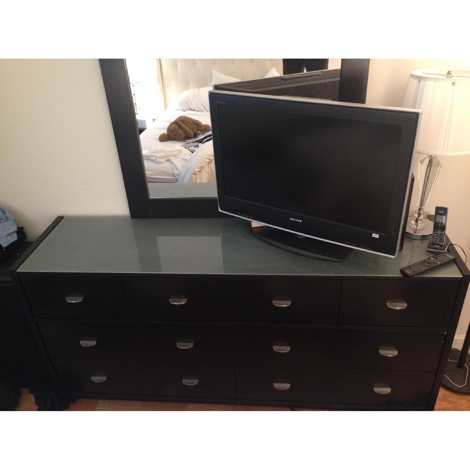 Black Wooden Dresser w/ Mirror - image-1