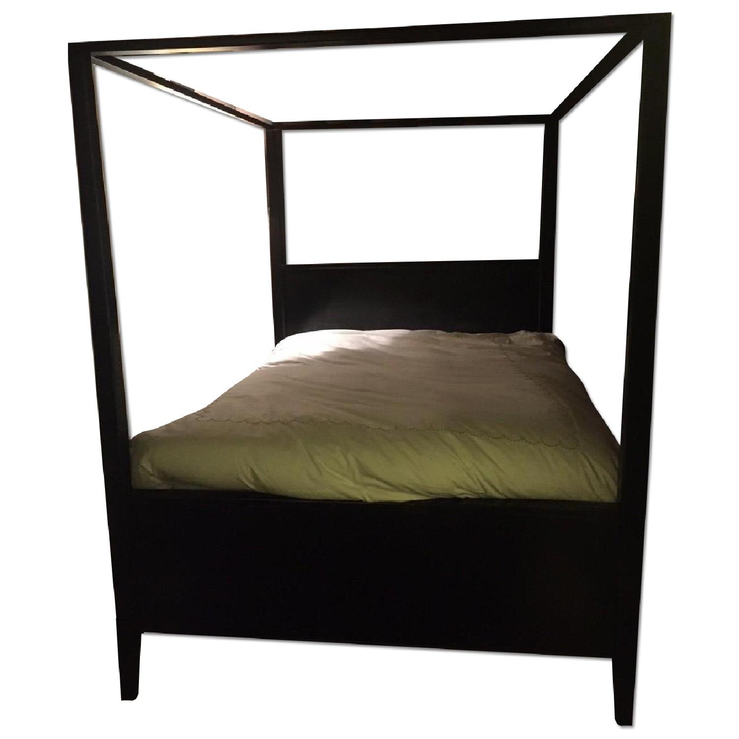 Pottery Barn Espresso Wood Queen Canopy Bed Frame AptDeco