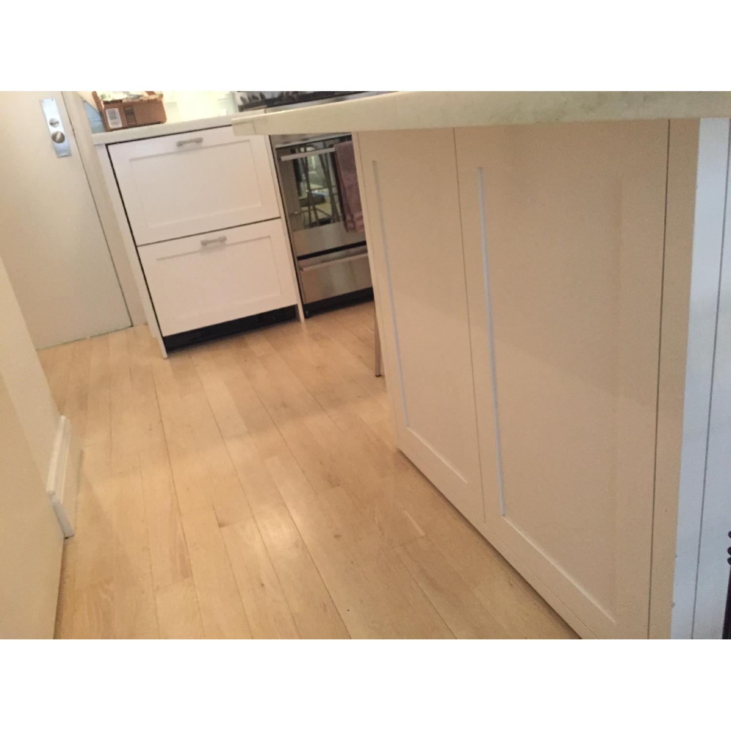 Custom Built Marble Top Kitchen Island on Wheels AptDeco