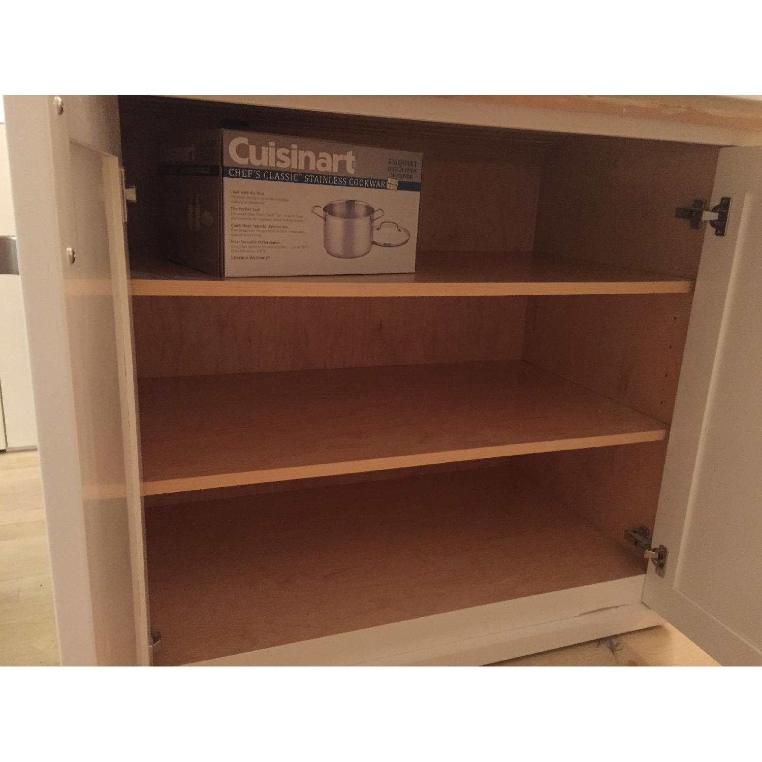 Custom Built Marble Top Kitchen Island on Wheels AptDeco