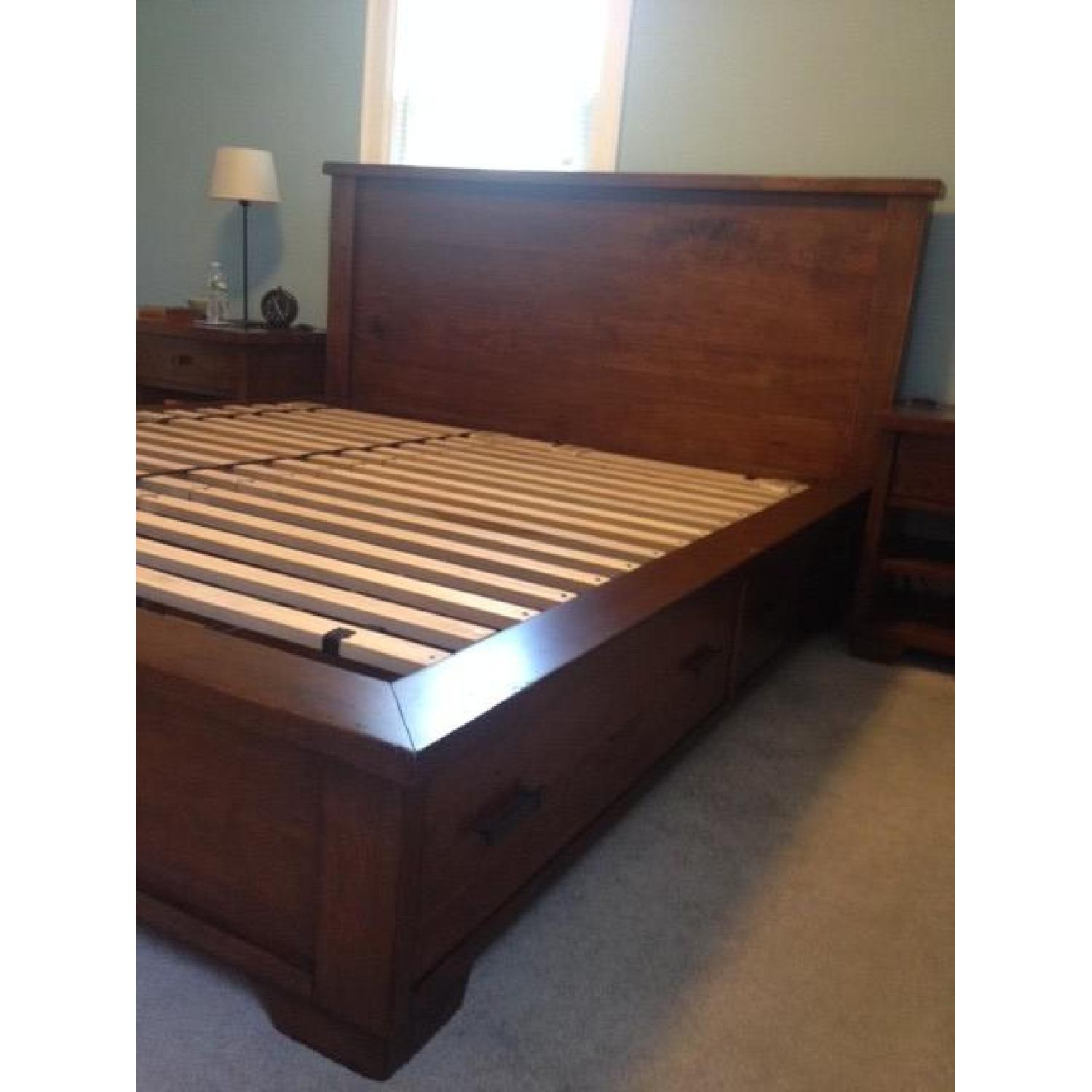 Pottery Barn Sumatra King Size Bed Frame w/ Storage - image-1