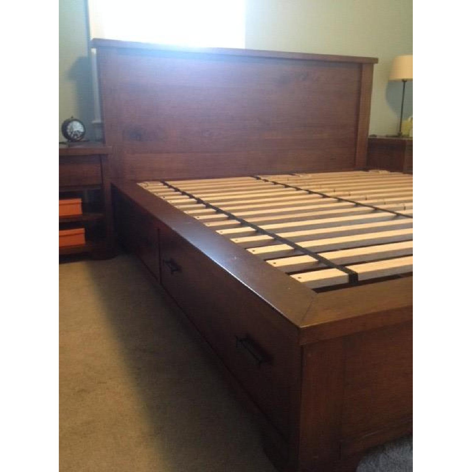Pottery Barn Sumatra King Size Bed Frame w/ Storage - image-4