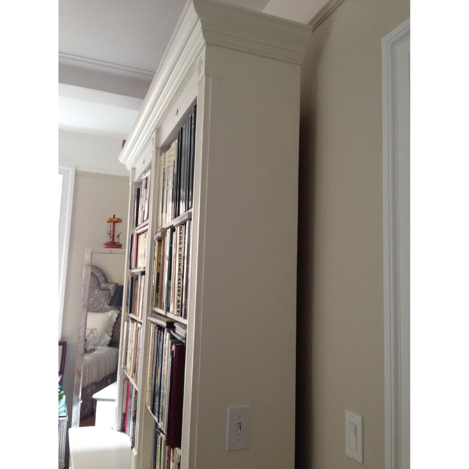 Custom Bookcase w/ Painted Finish and Sconces AptDeco