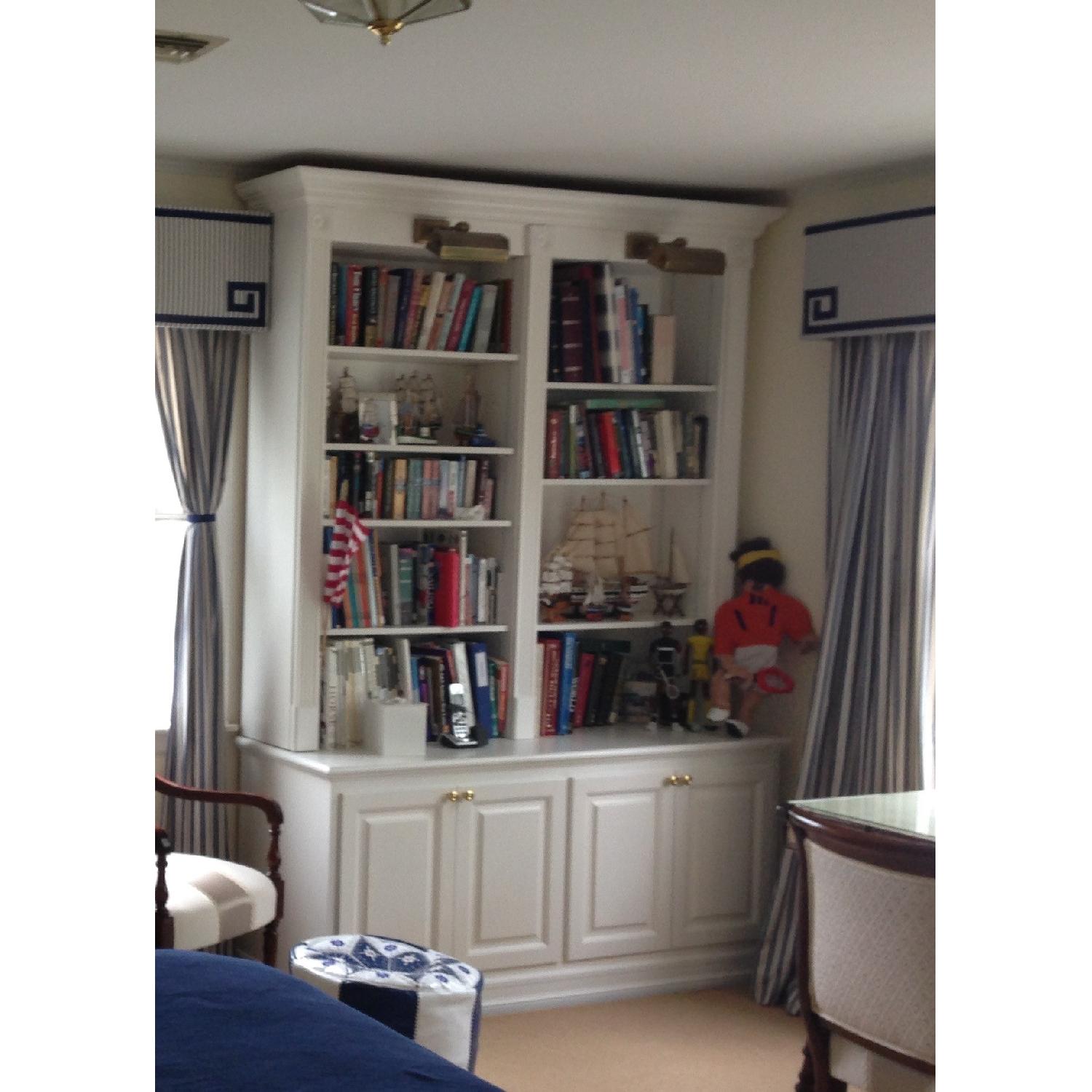 Custom Bookcase w/ Painted Finish and Sconces AptDeco