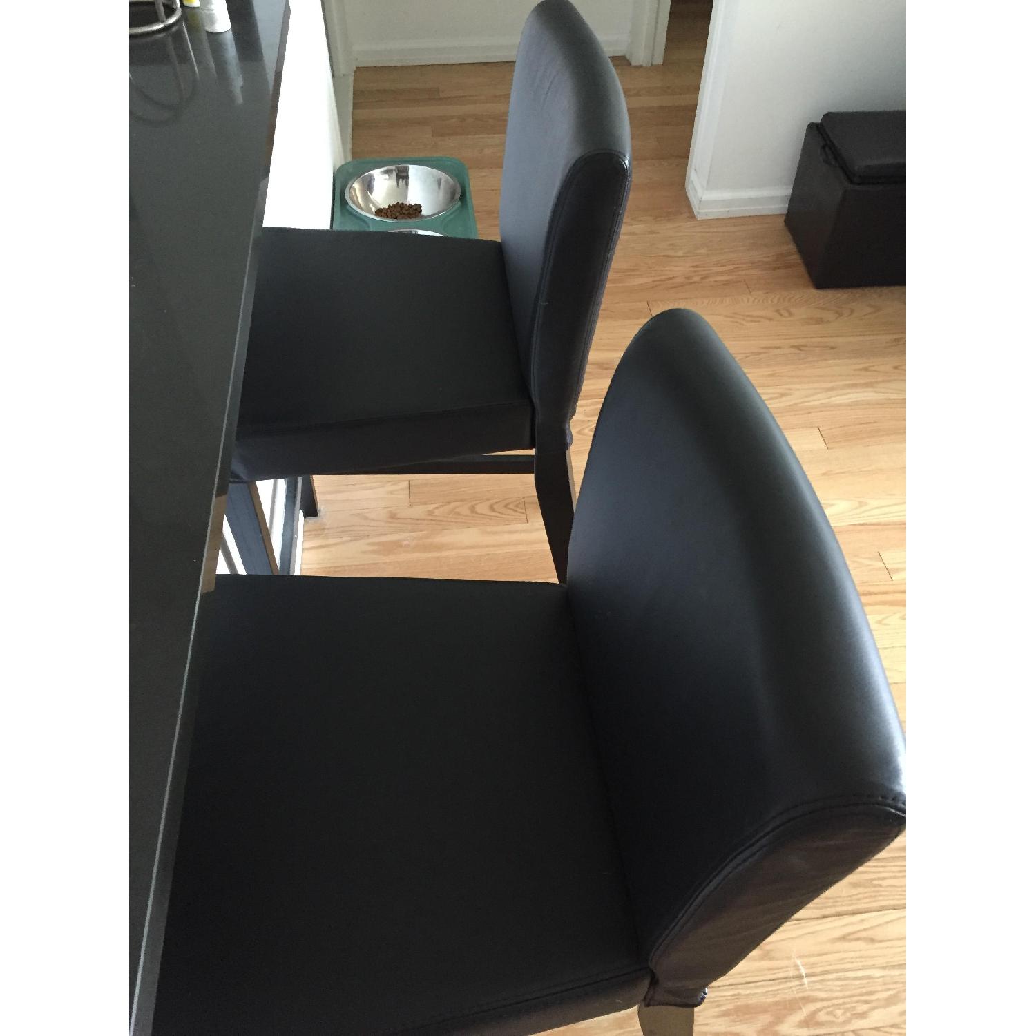 Ikea Henriksdal Black Leather Bar Stools with Back Rest - AptDeco