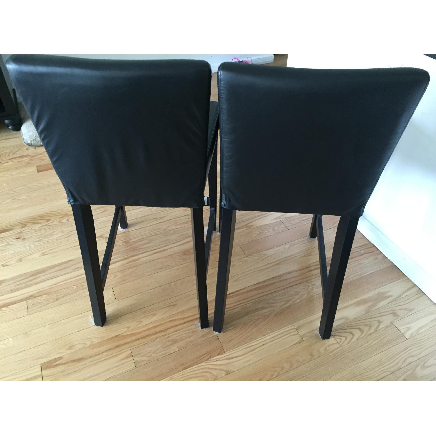 Ikea Henriksdal Black Leather Bar Stools with Back Rest AptDeco