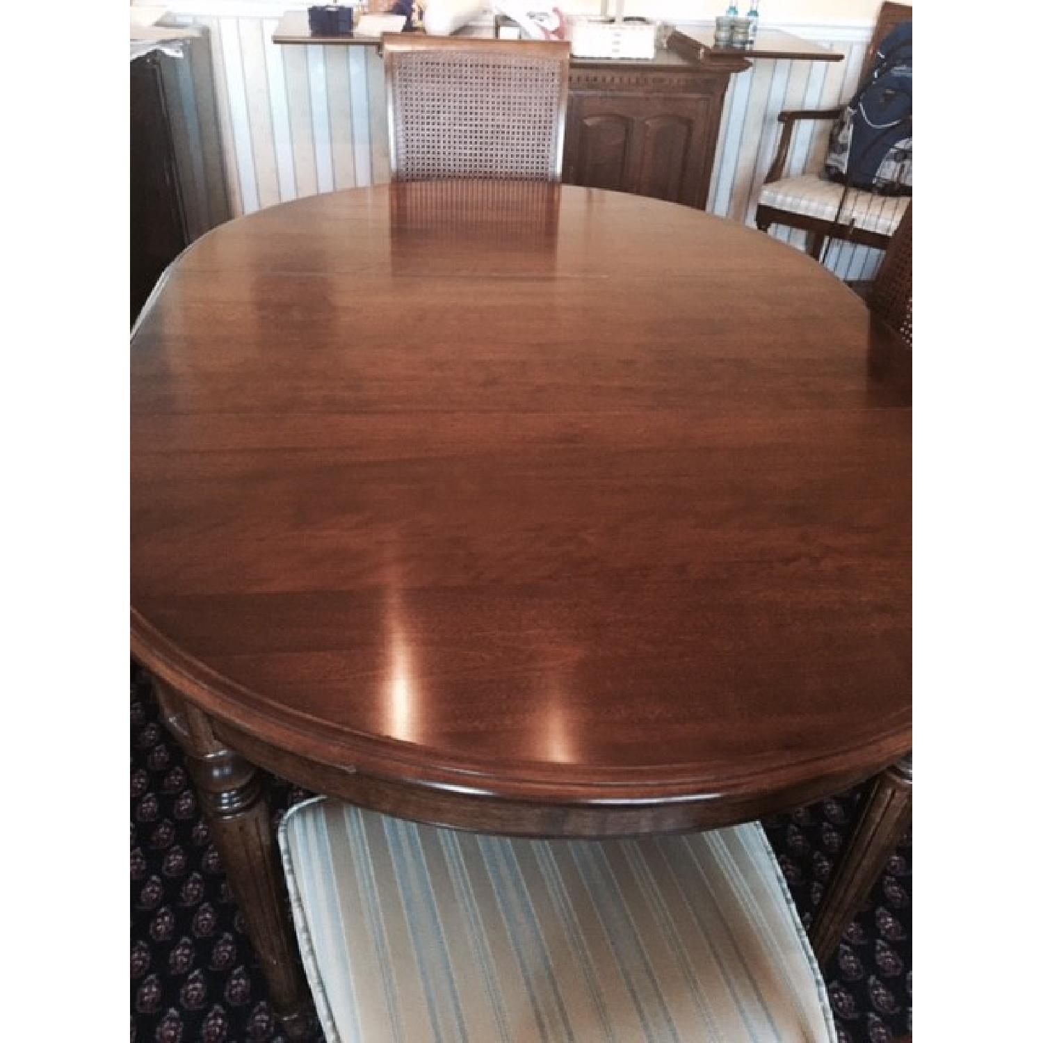 Ethan Allen Dining Table w/ 6 Chairs + Hutch & Buffet - image-1