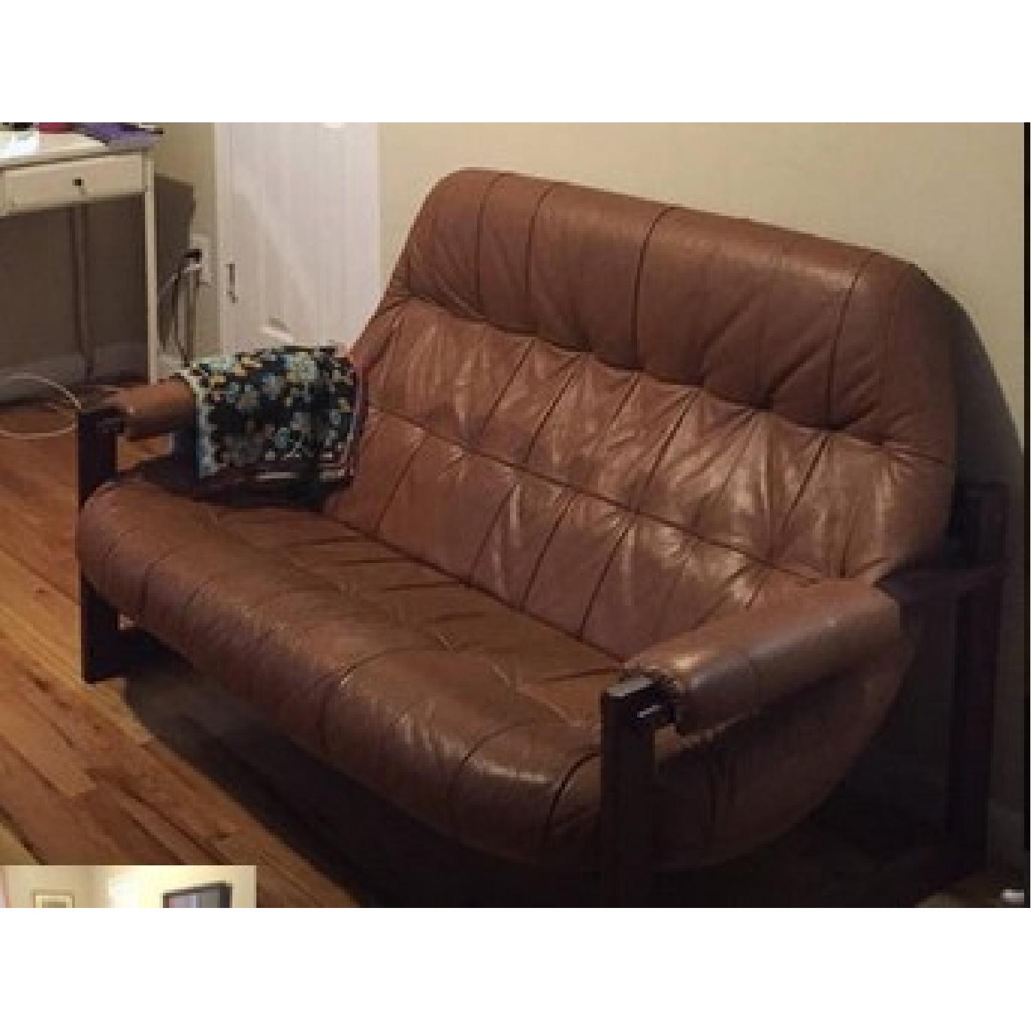 Mid-Century Percival Lafer Rosewood & Cognac Leather Loveseat - image-2