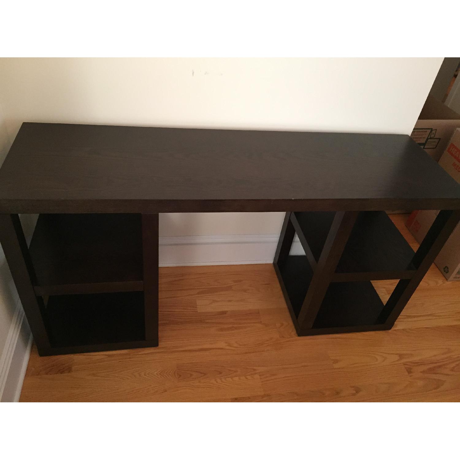West Elm Parsons Dark Brown Console Desk - image-2