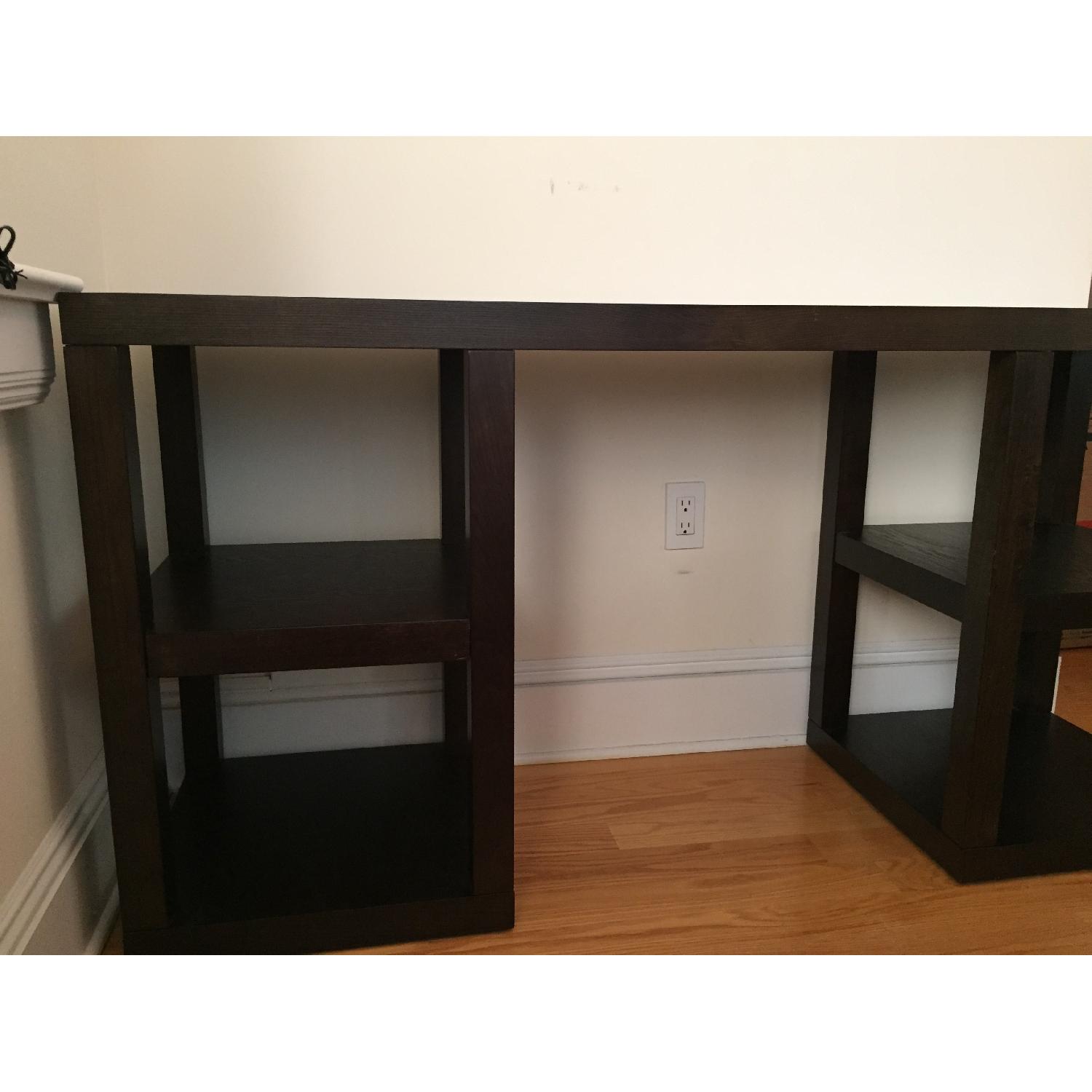 West Elm Parsons Dark Brown Console Desk - image-3