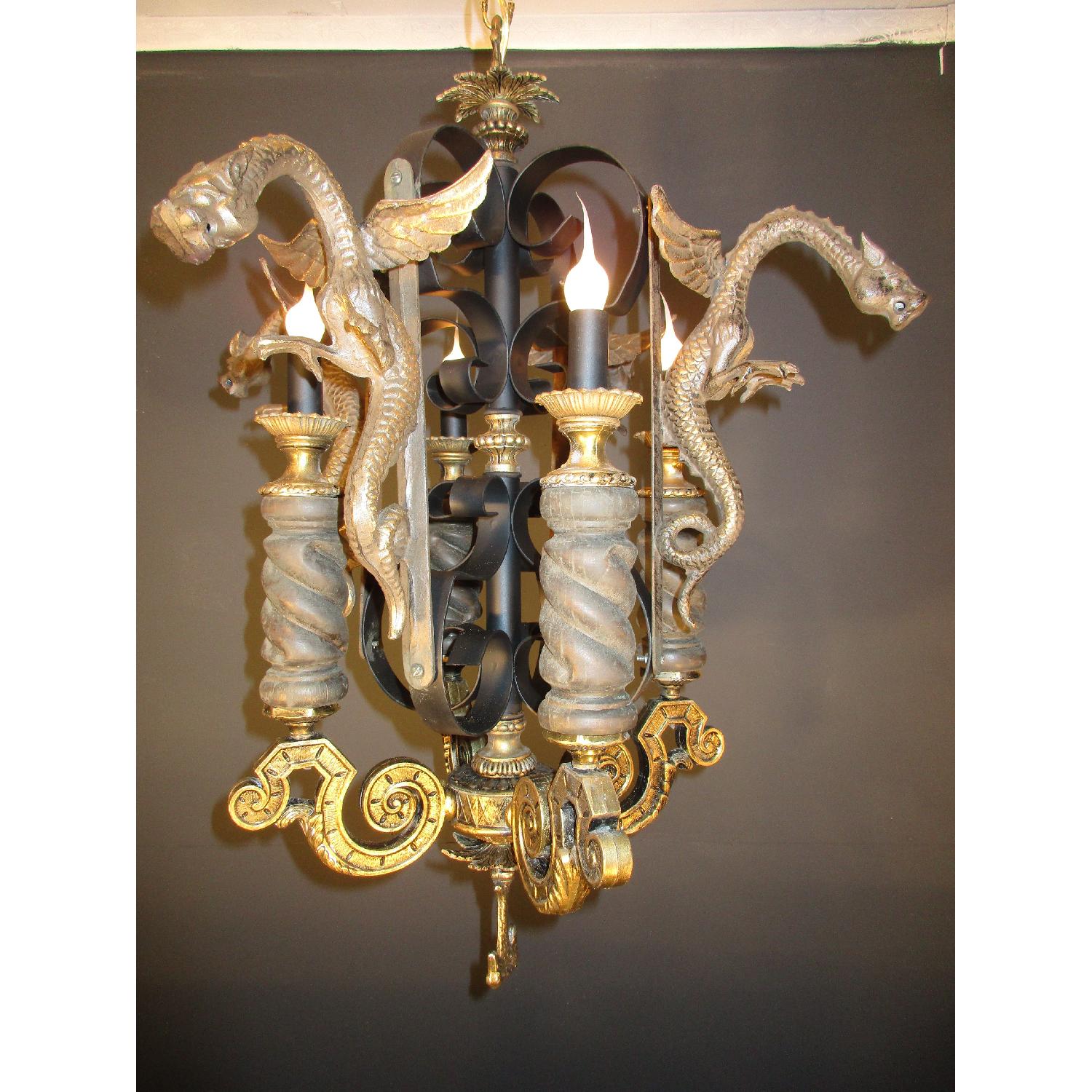 Gothic Style Gargoyle Dragon Chandelier Vintage Light Fixture Lamp