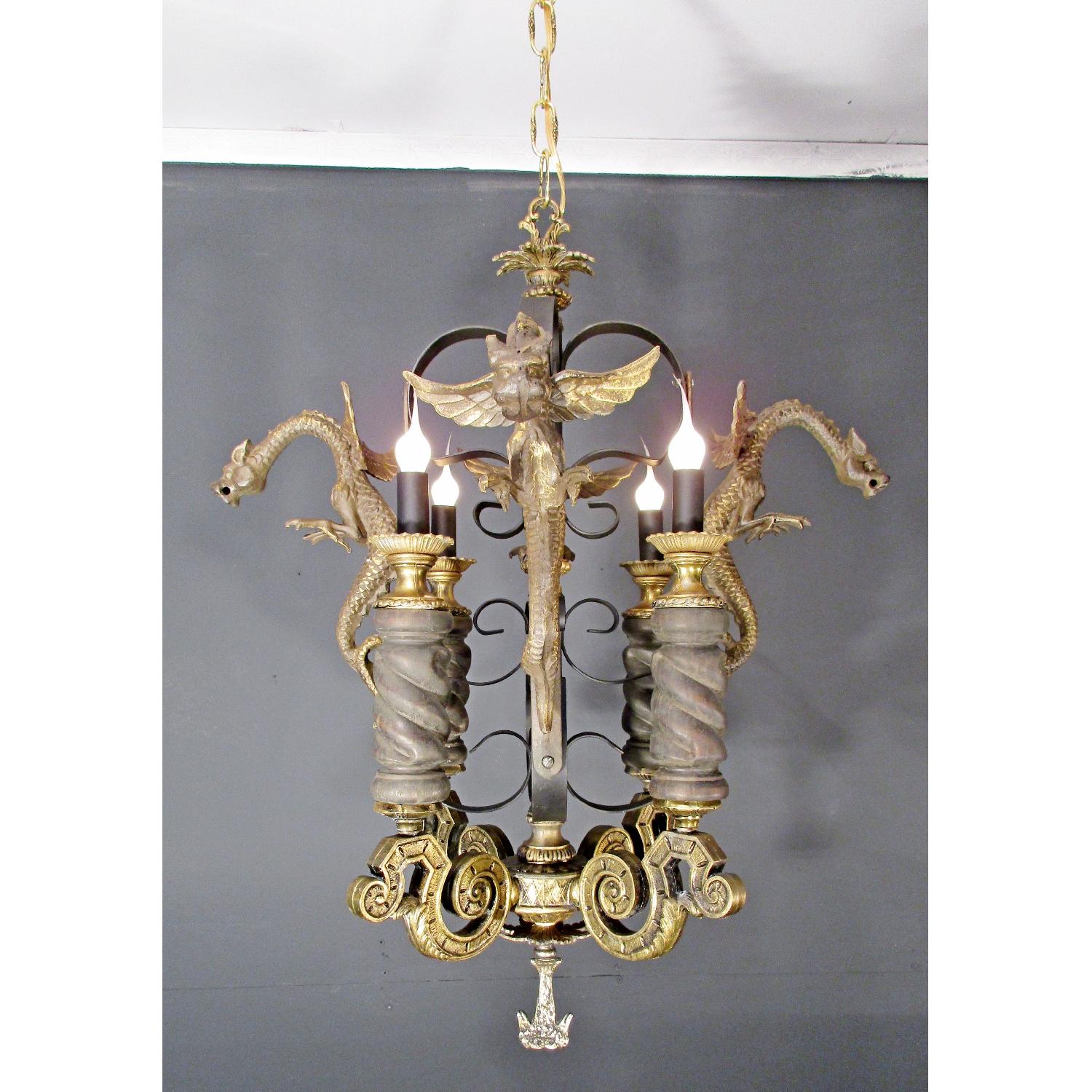 Gothic Style Gargoyle Dragon Chandelier Vintage Light Fixture Lamp