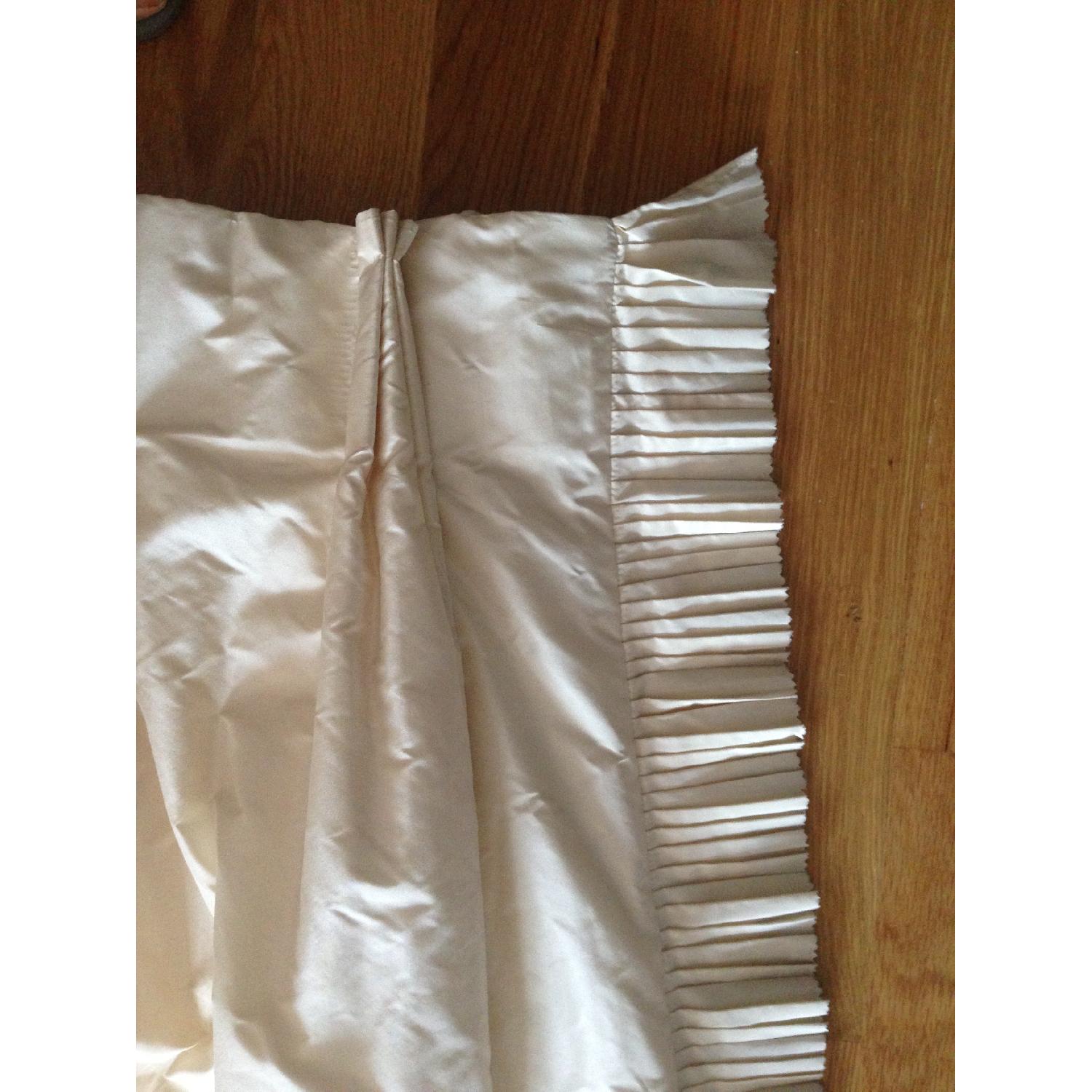 White Silk Taffeta Curtains with Pleated Ruffle Edge - Pair - image-2