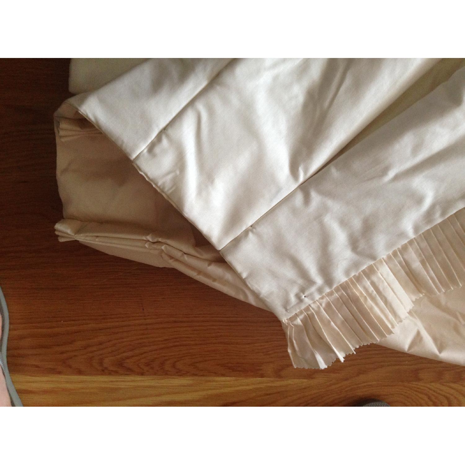 White Silk Taffeta Curtains with Pleated Ruffle Edge - Pair - image-4