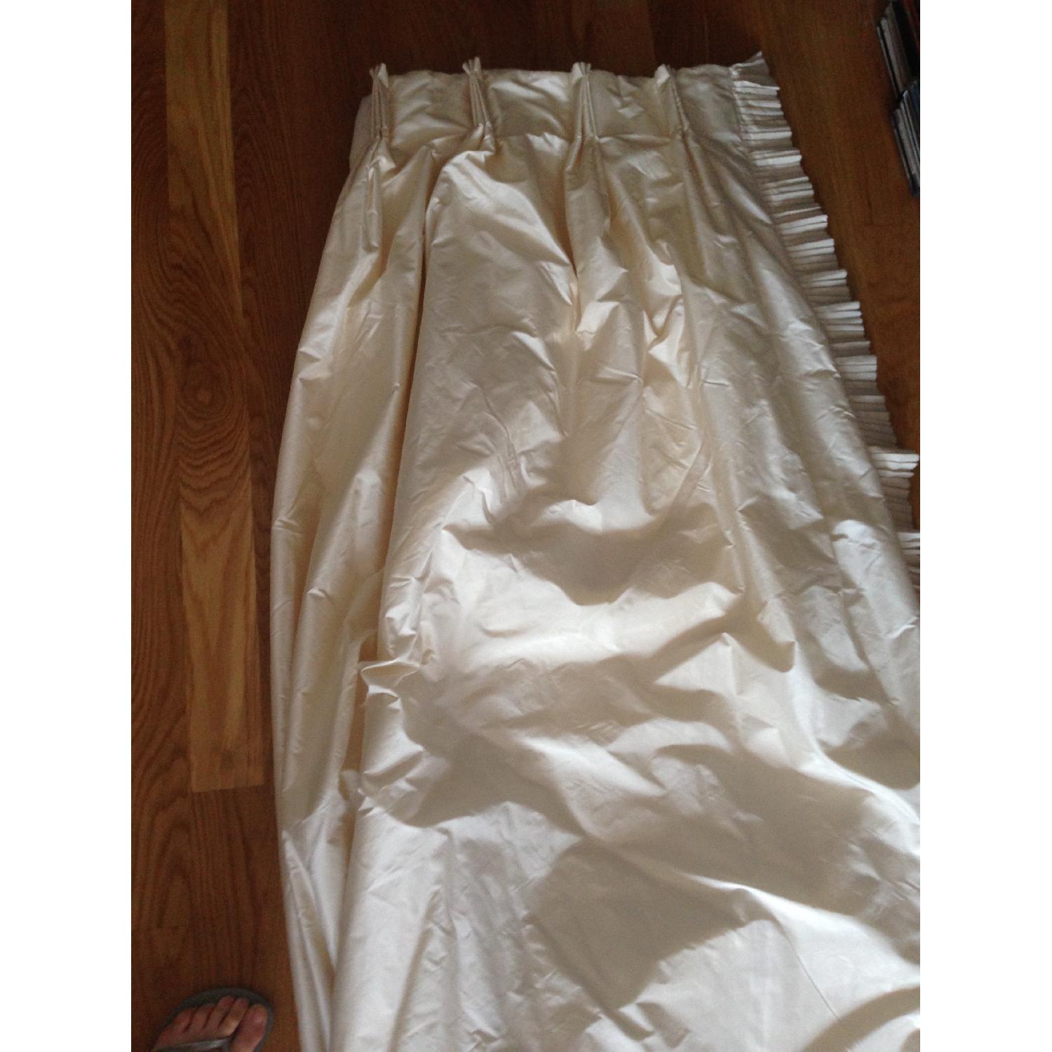 White Silk Taffeta Curtains with Pleated Ruffle Edge - Pair - image-6