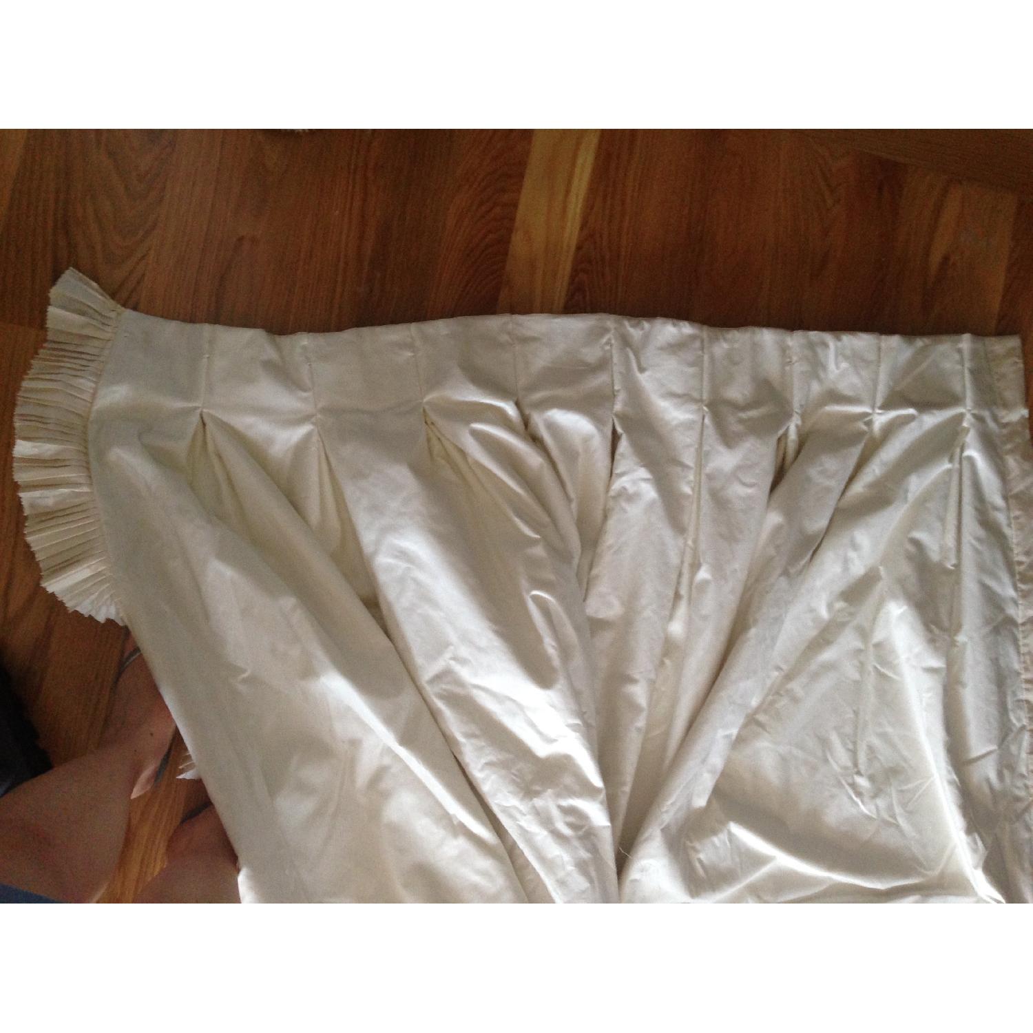 White Silk Taffeta Curtains with Pleated Ruffle Edge - Pair - image-7