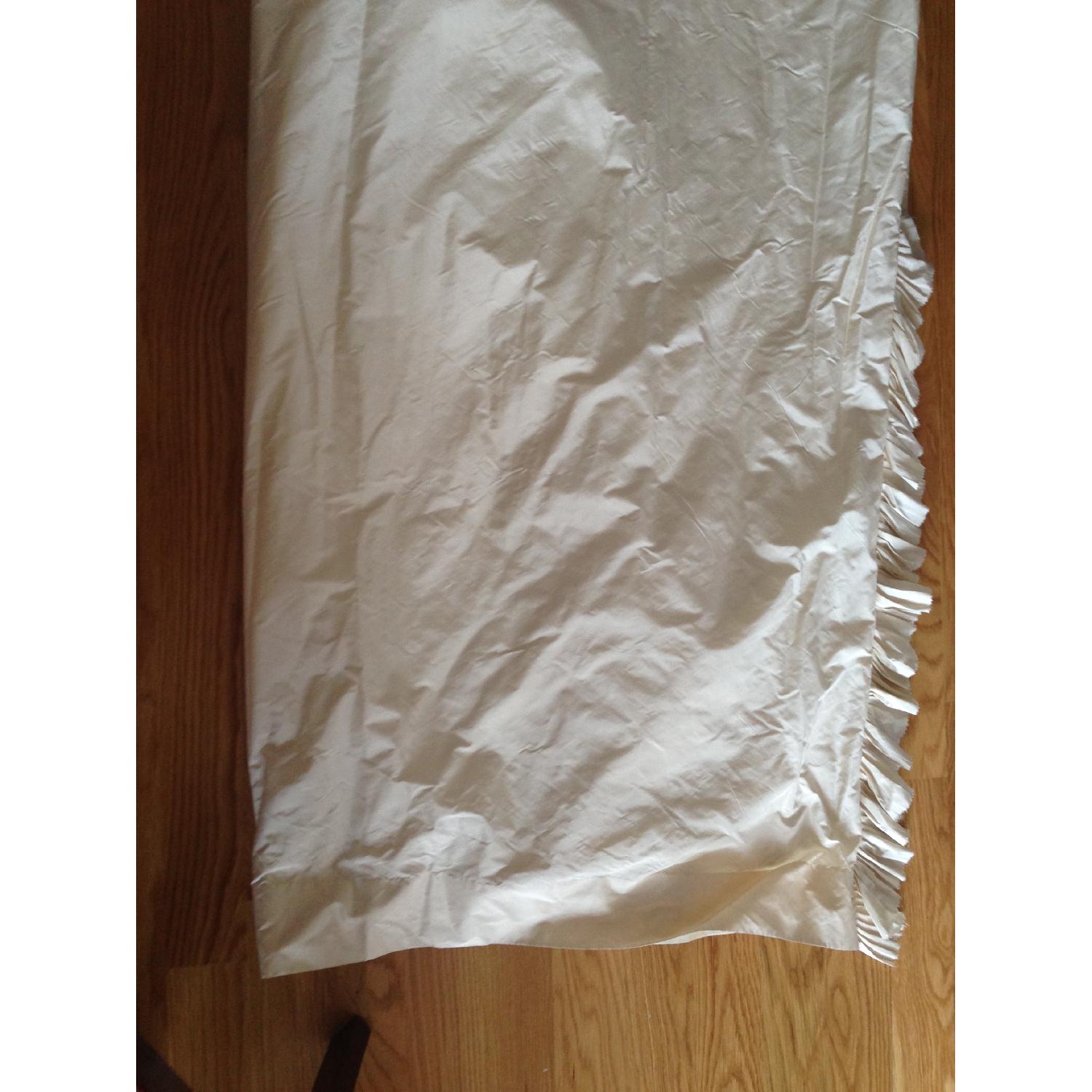 White Silk Taffeta Curtains with Pleated Ruffle Edge - Pair - image-8