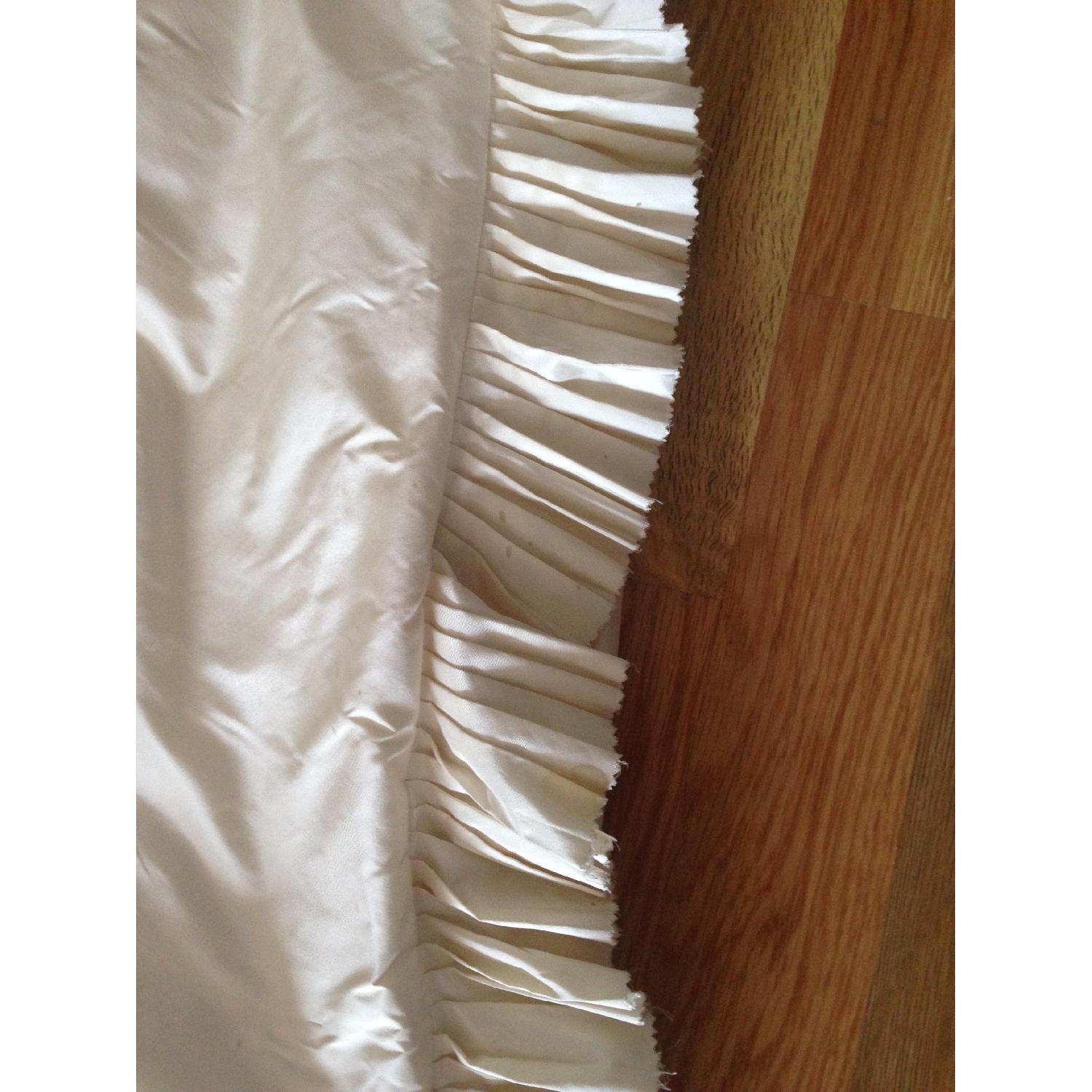 White Silk Taffeta Curtains with Pleated Ruffle Edge - Pair - image-9