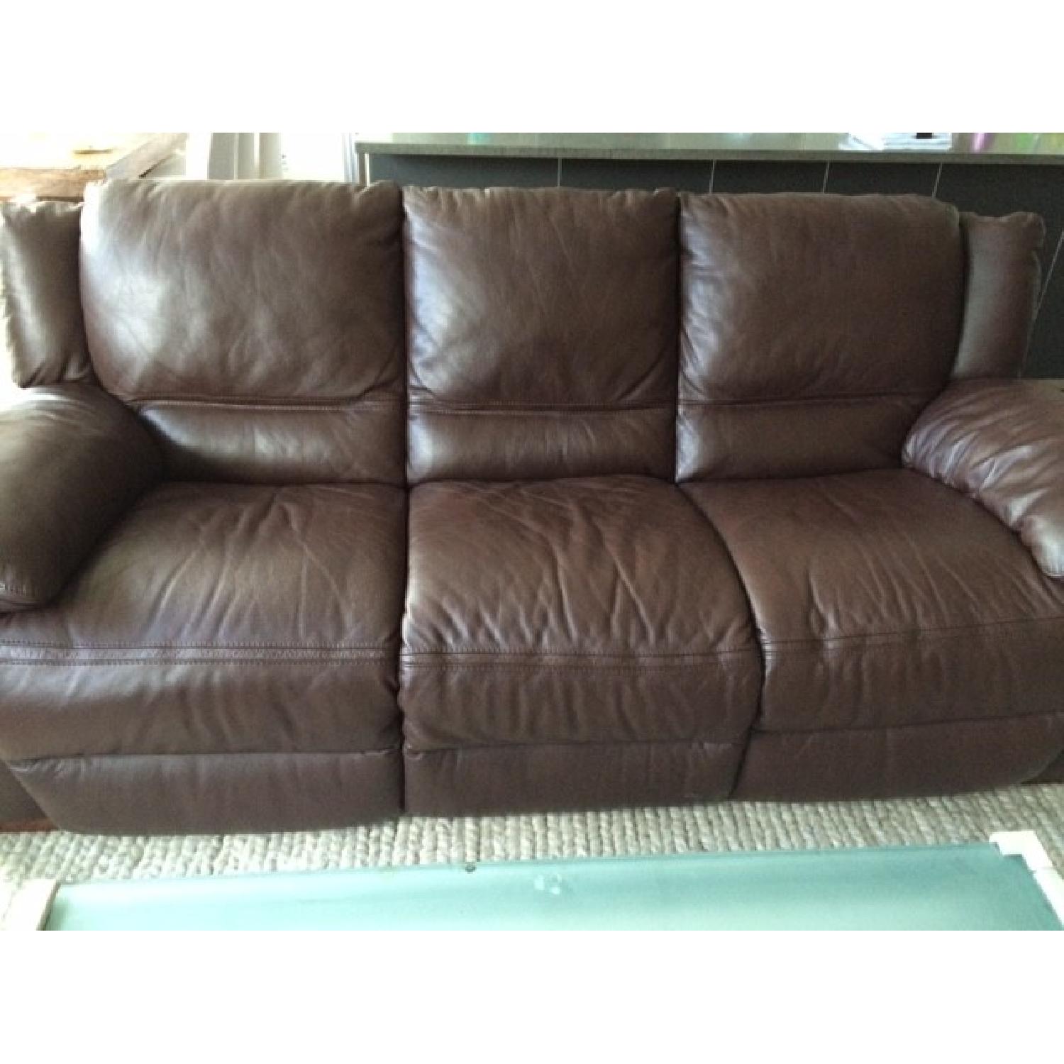 Natuzzi Dark Brown Leather Sofa - image-1