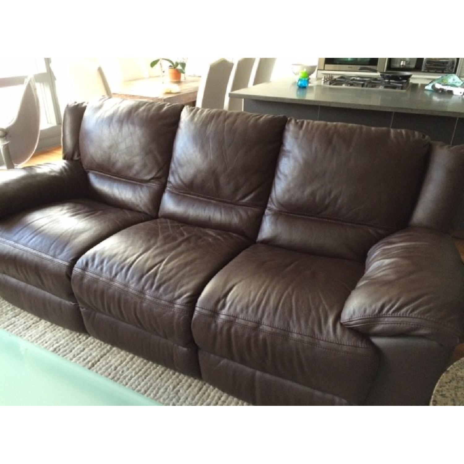Natuzzi Dark Brown Leather Sofa - image-2