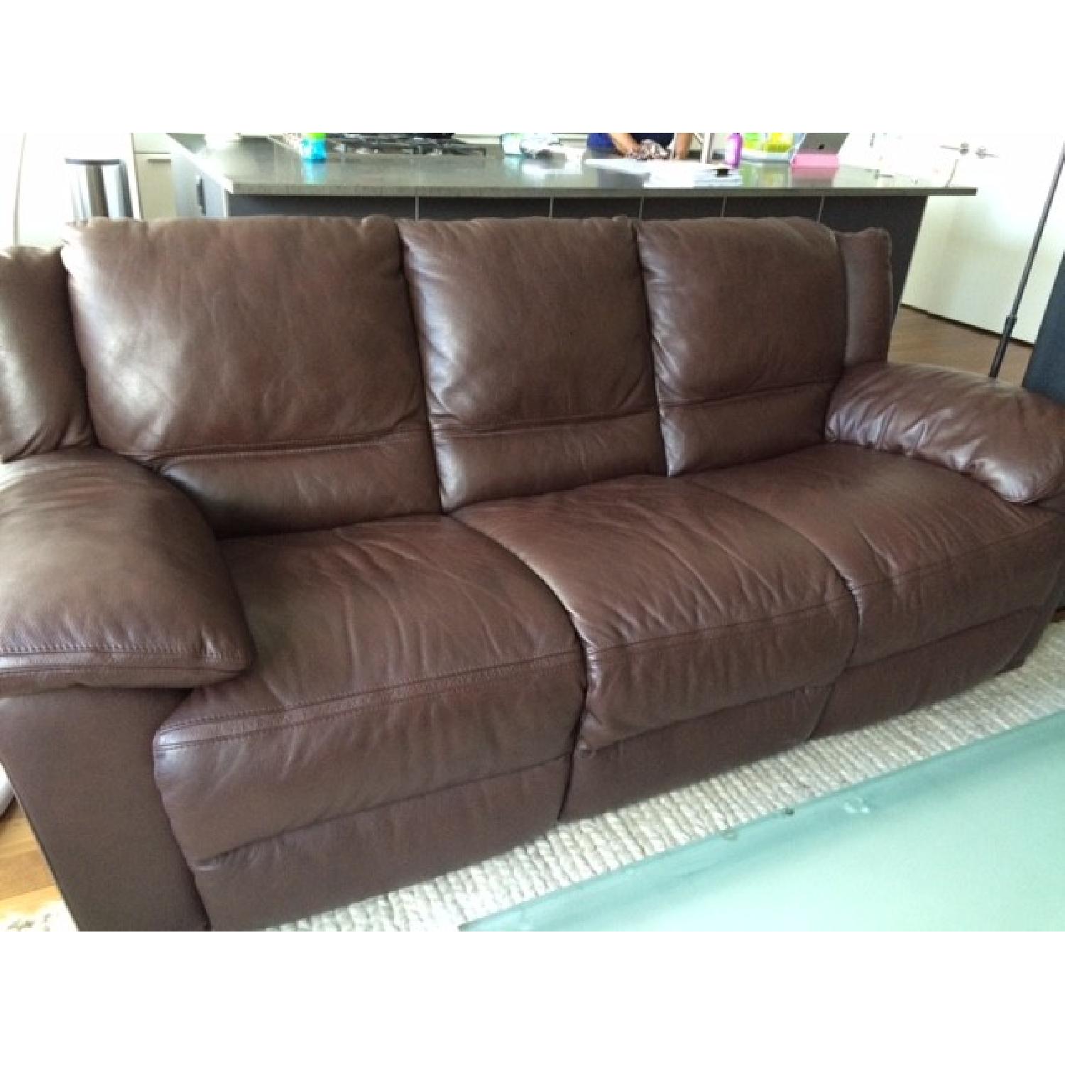 Natuzzi Dark Brown Leather Sofa - image-3