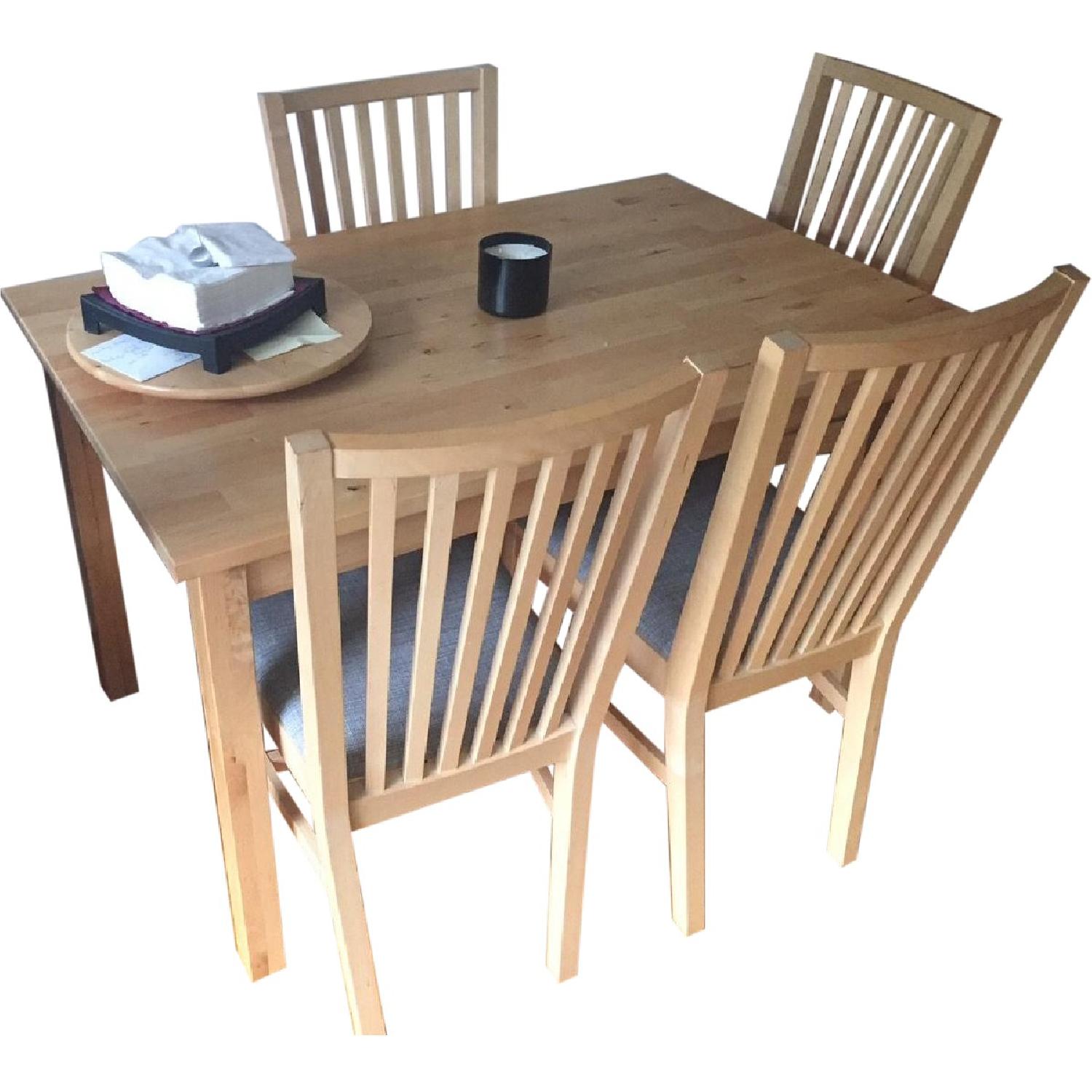 Ikea Bjrkudden Birch Dining Table w/ 4 Norrns Chairs in Isunda Grey