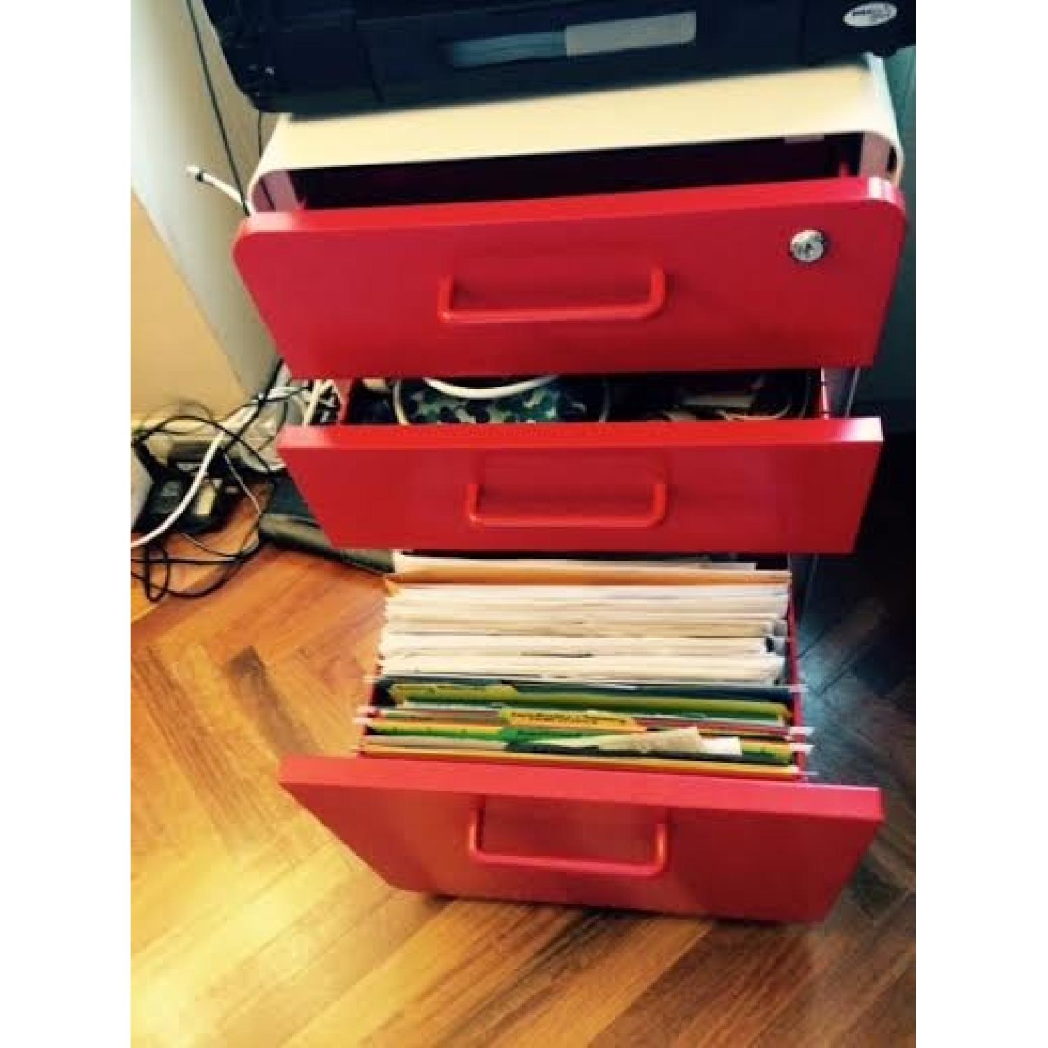 Poppin NYC White + Red 3-Drawer File Cabinet - image-3
