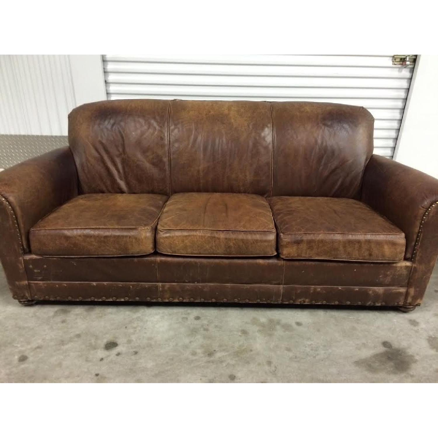 Restoration Hardware Distressed Leather Sofa - image-1
