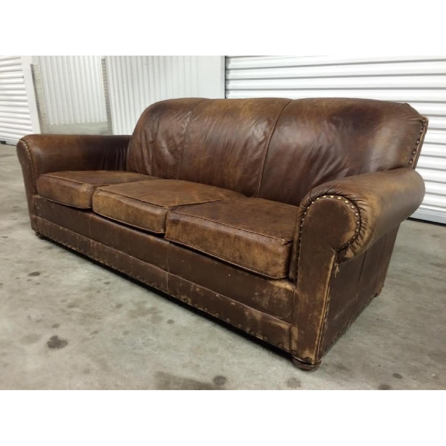 Restoration Hardware Distressed Leather Sofa AptDeco