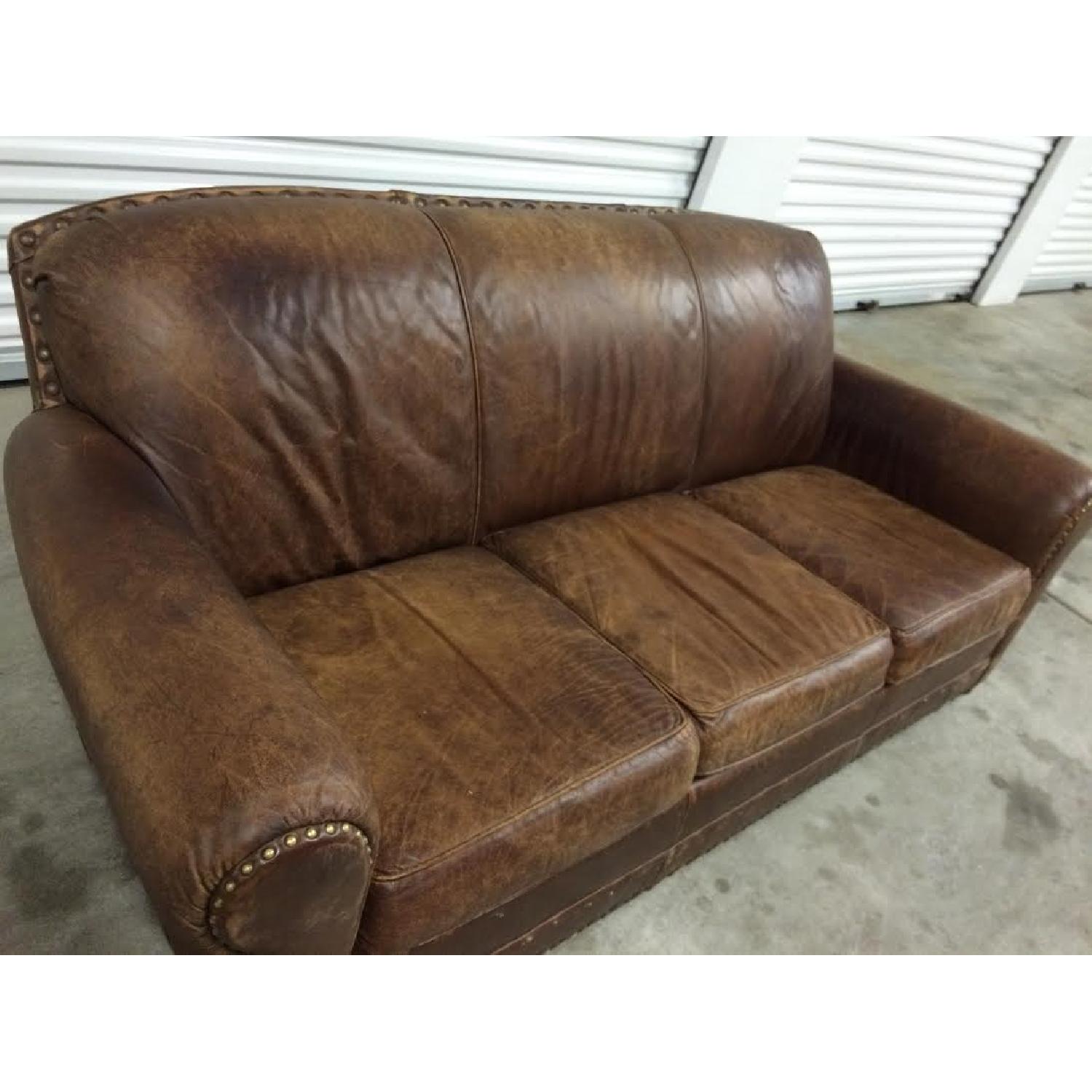 Restoration Hardware Distressed Leather Sofa AptDeco