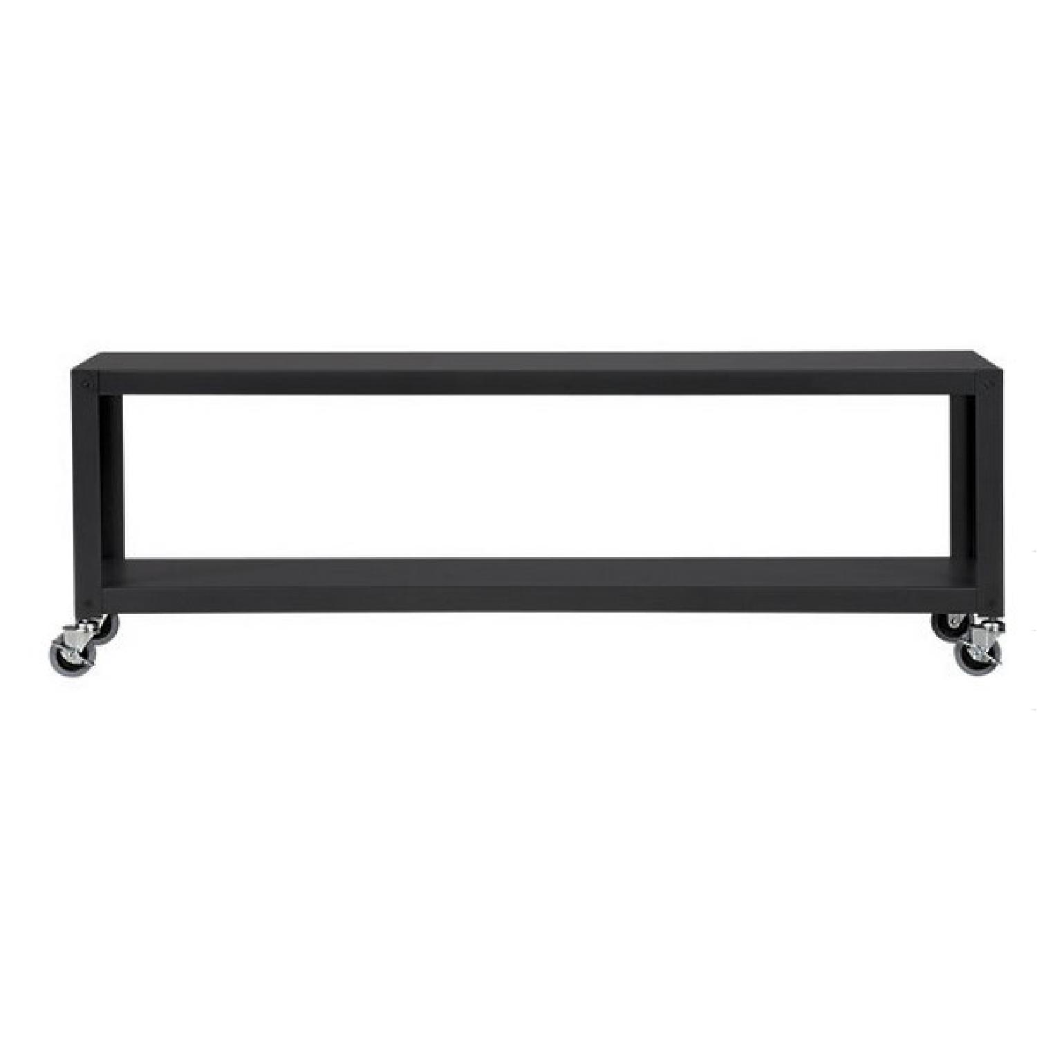 CB2 GoCart Carbon Grey Rolling TV Stand AptDeco