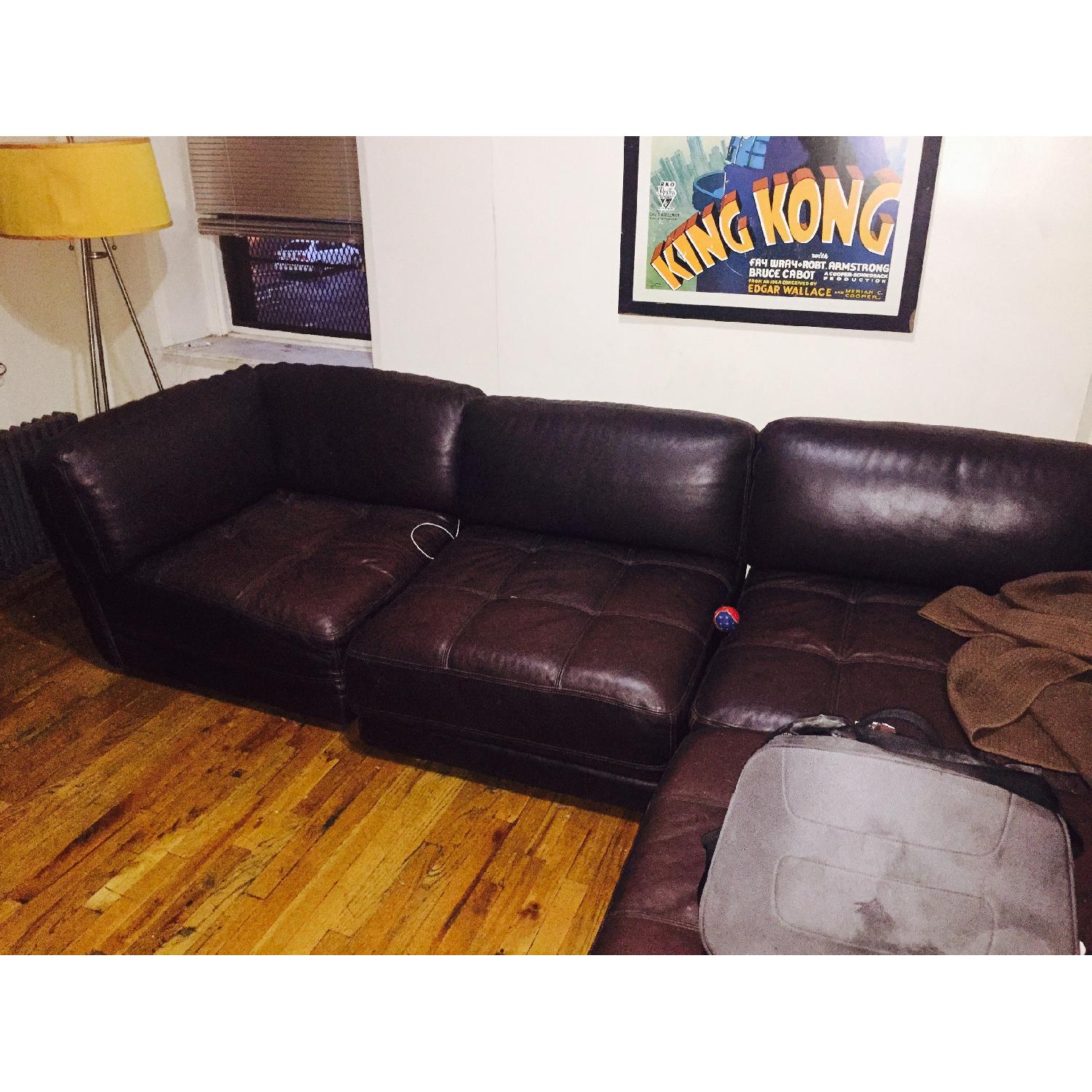 Macy's 6 Piece Leather Sectional Couch AptDeco