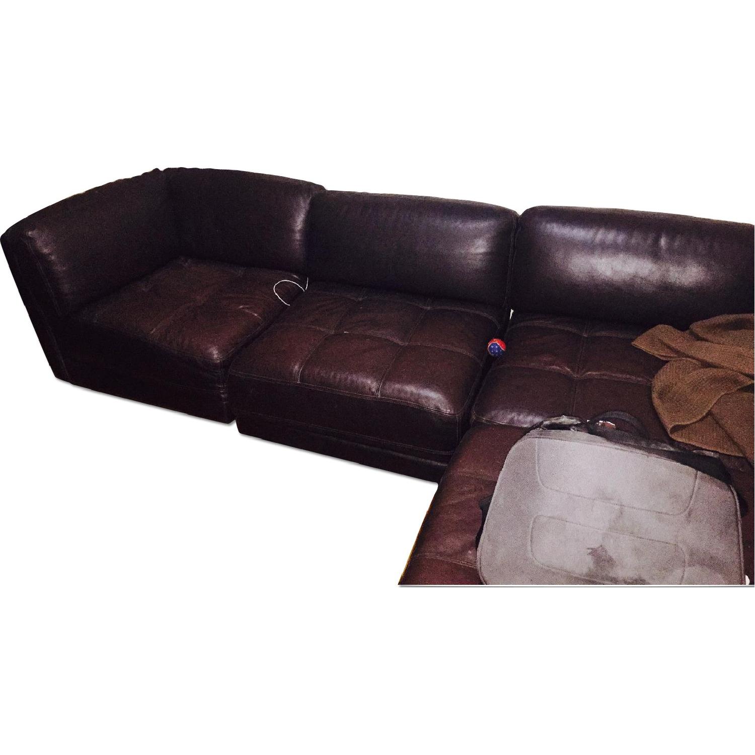 Macy's 6 Piece Leather Sectional Couch AptDeco