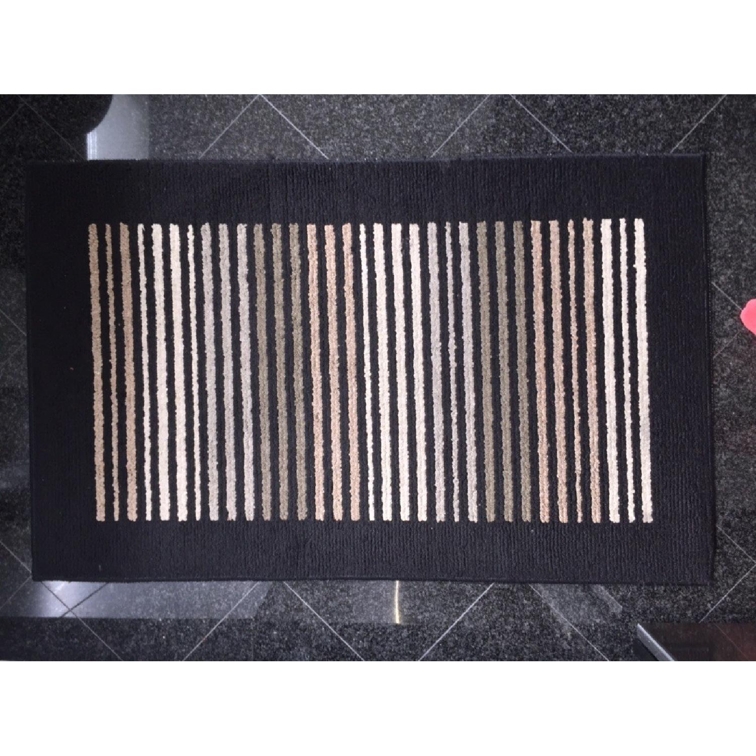 Black and White Striped Rug - image-1