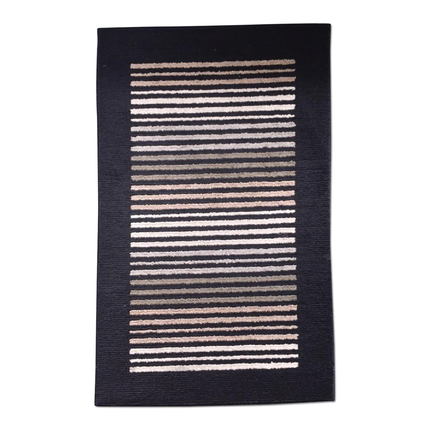 Black and White Striped Rug - image-0