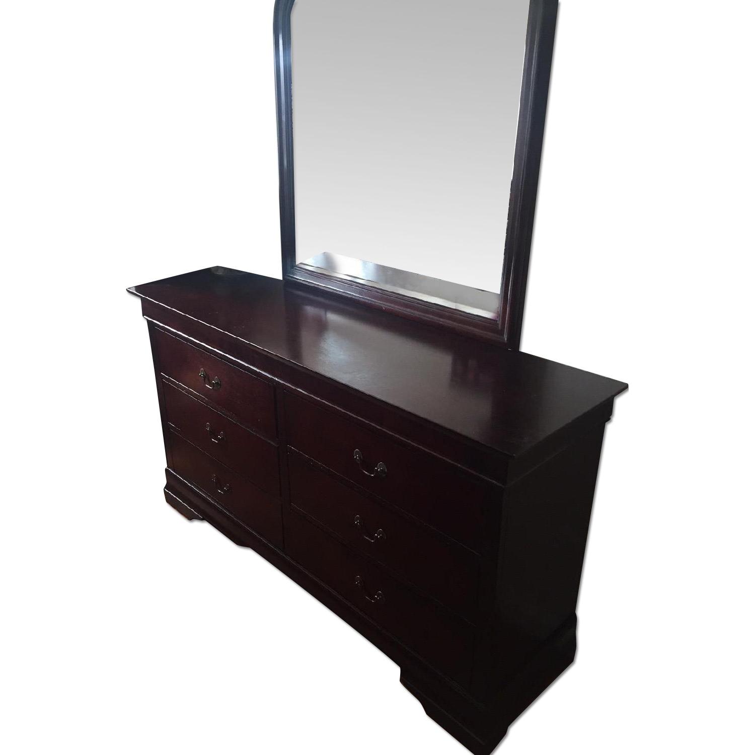 Cherry Finish Hardwood Eastern King Size Sleigh Bedroom Set - image-6