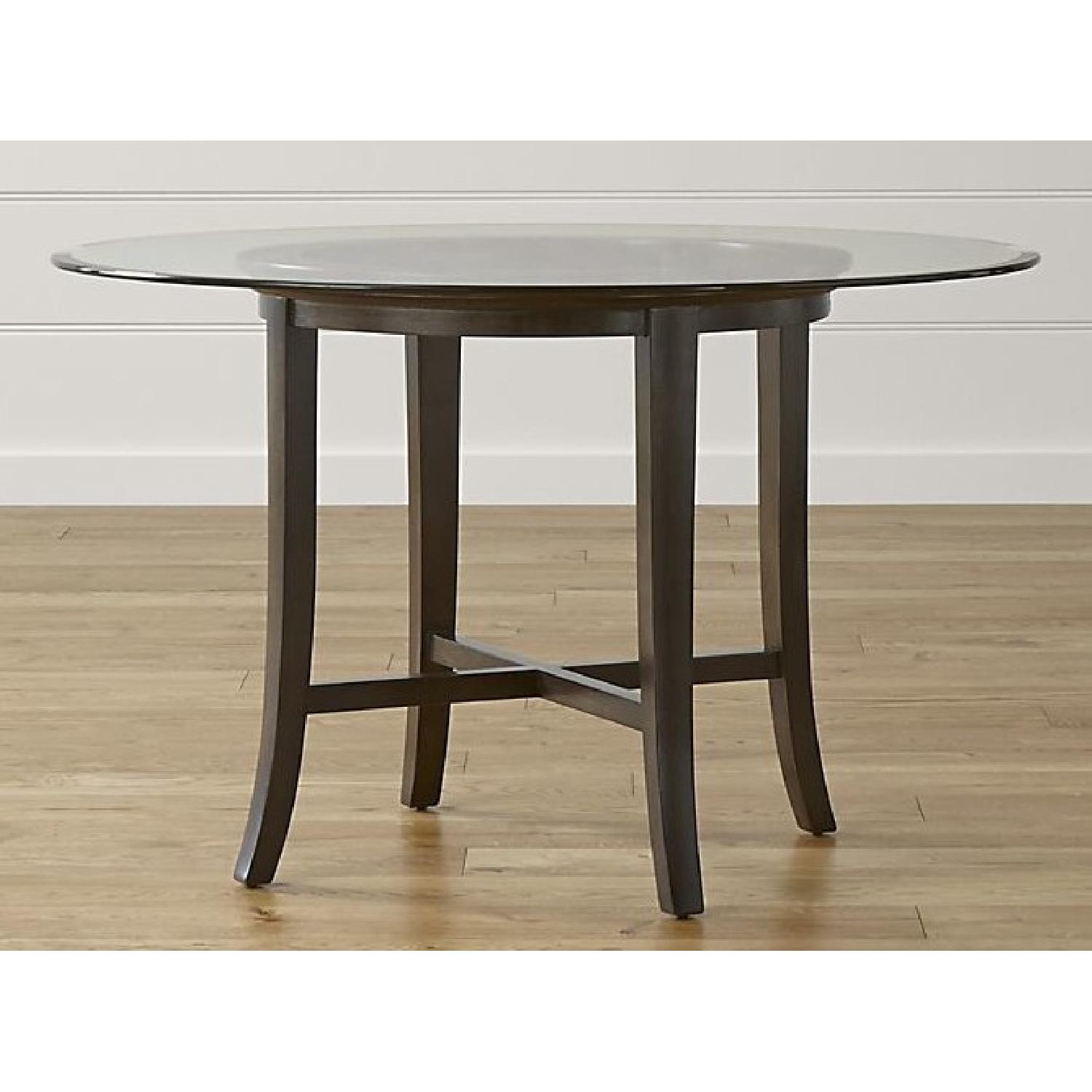 Crate & Barrel Round Glass Top Dining Table - image-1