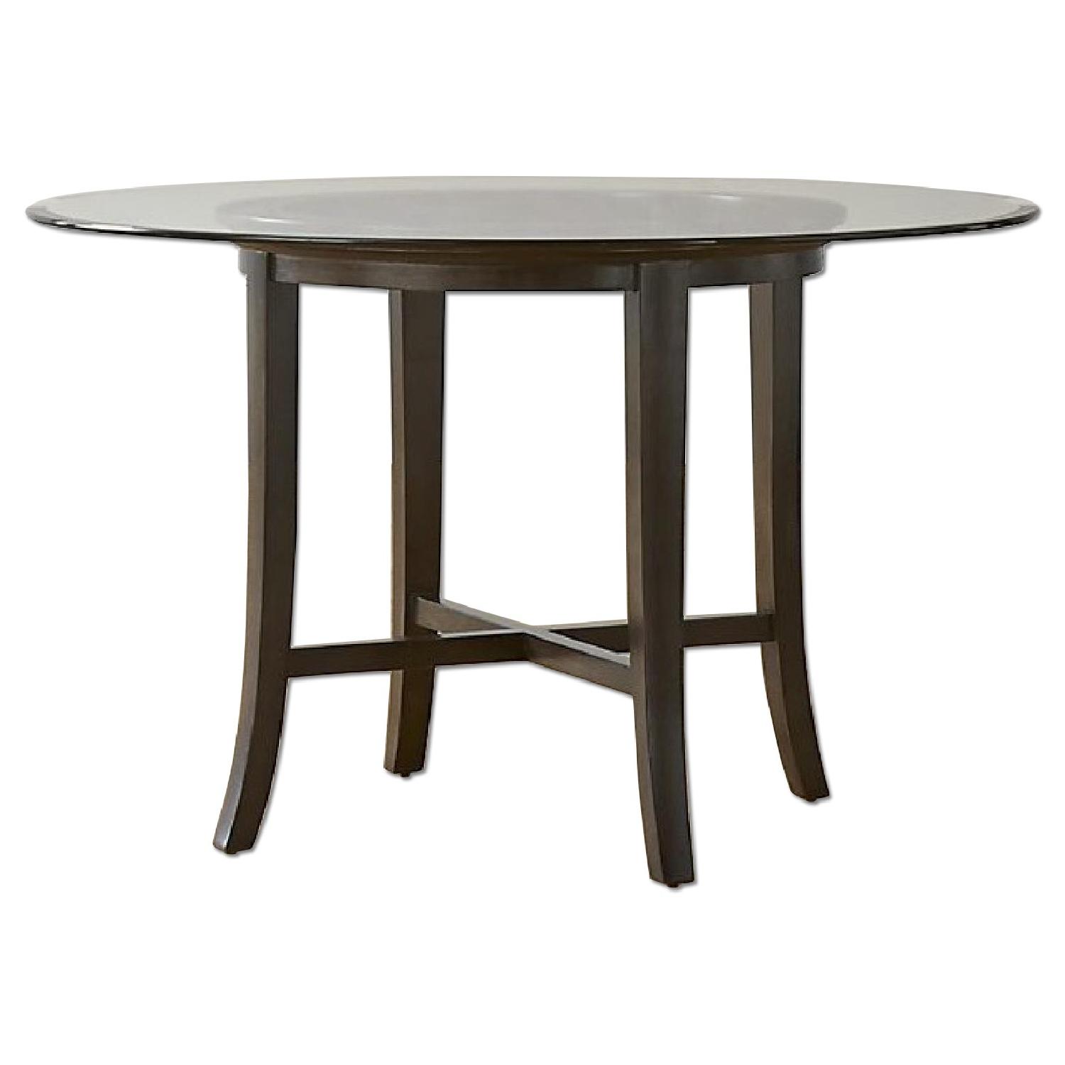 Crate & Barrel Round Glass Top Dining Table - image-0