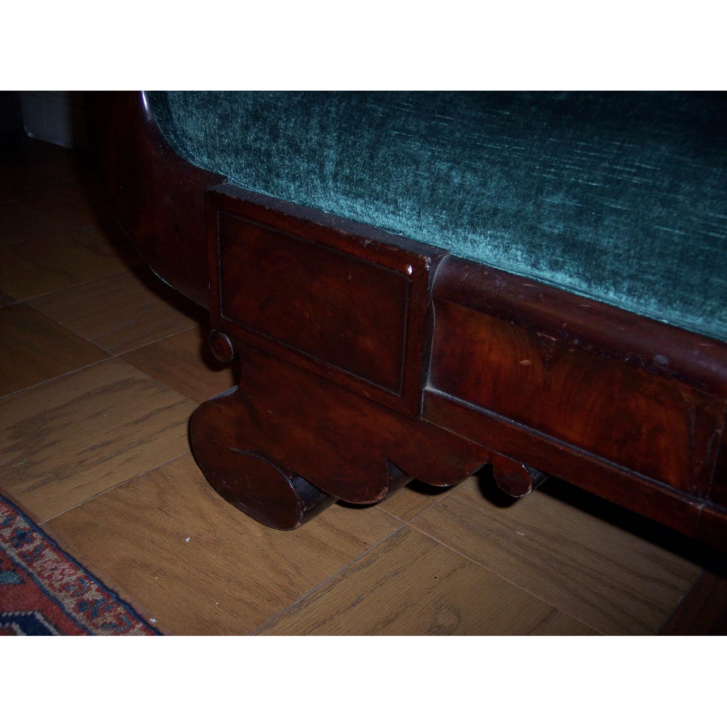 Antique Green Velvet Settee - image-3