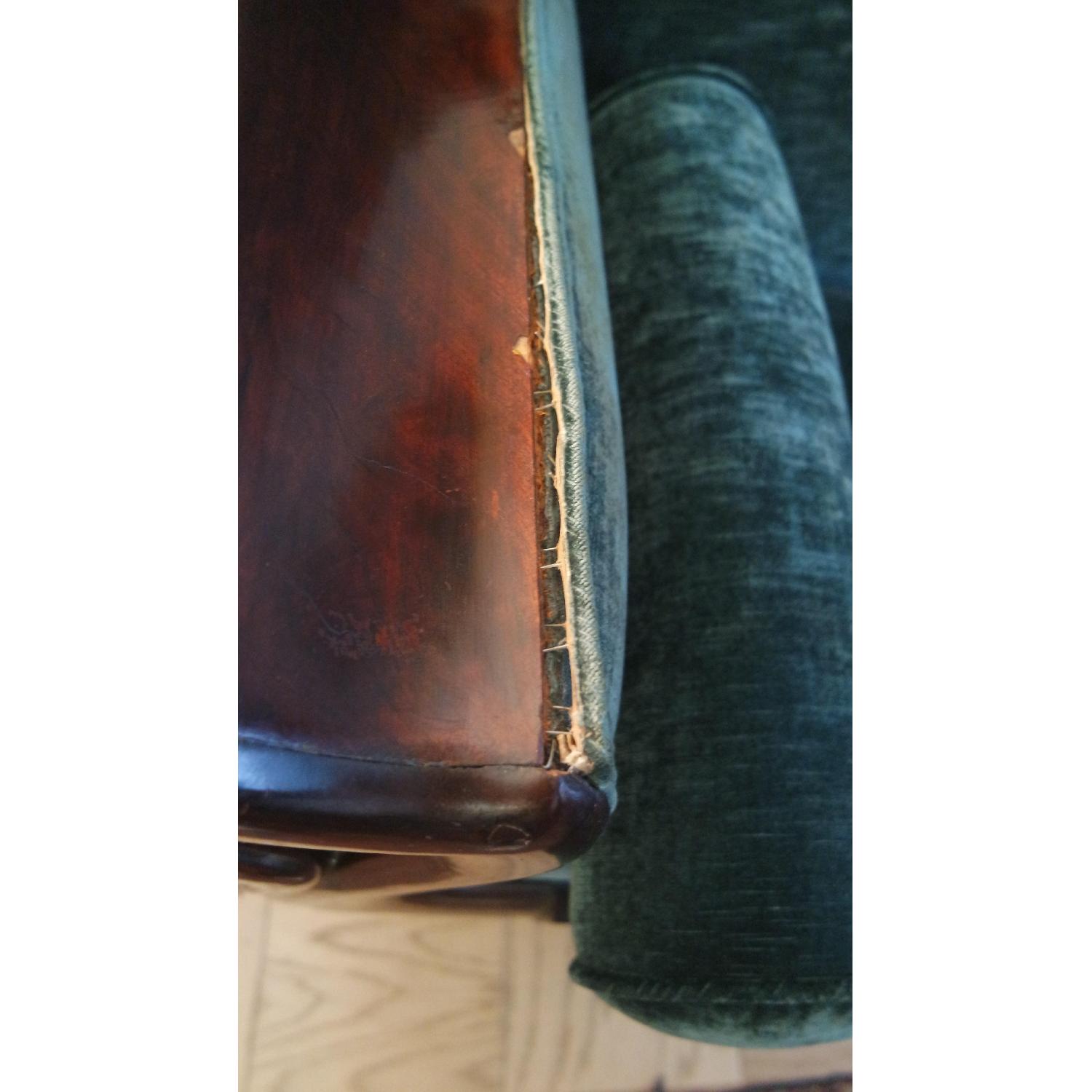 Antique Green Velvet Settee - image-4