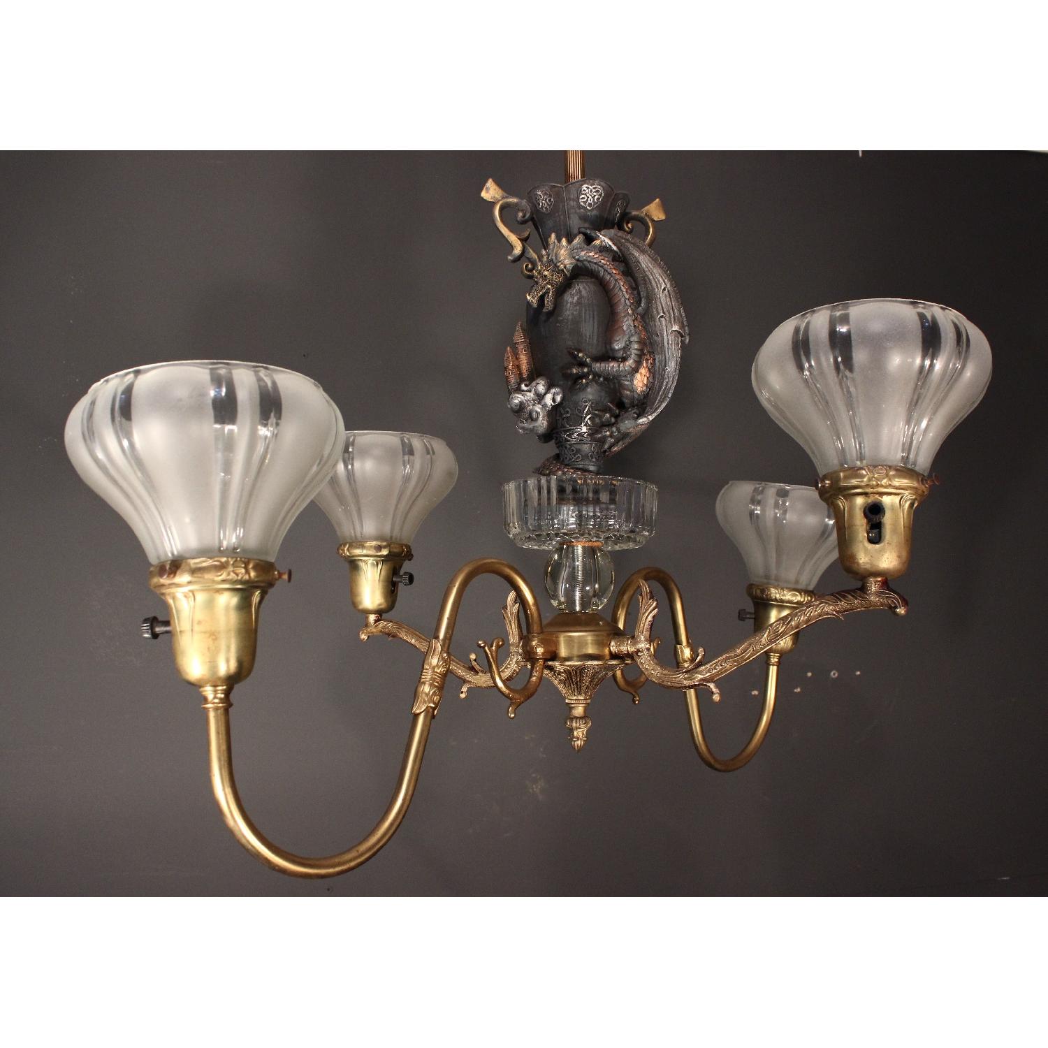 Vintage Fantasy  Dragon Gargoyle Chandelier Light Fixture - image-1