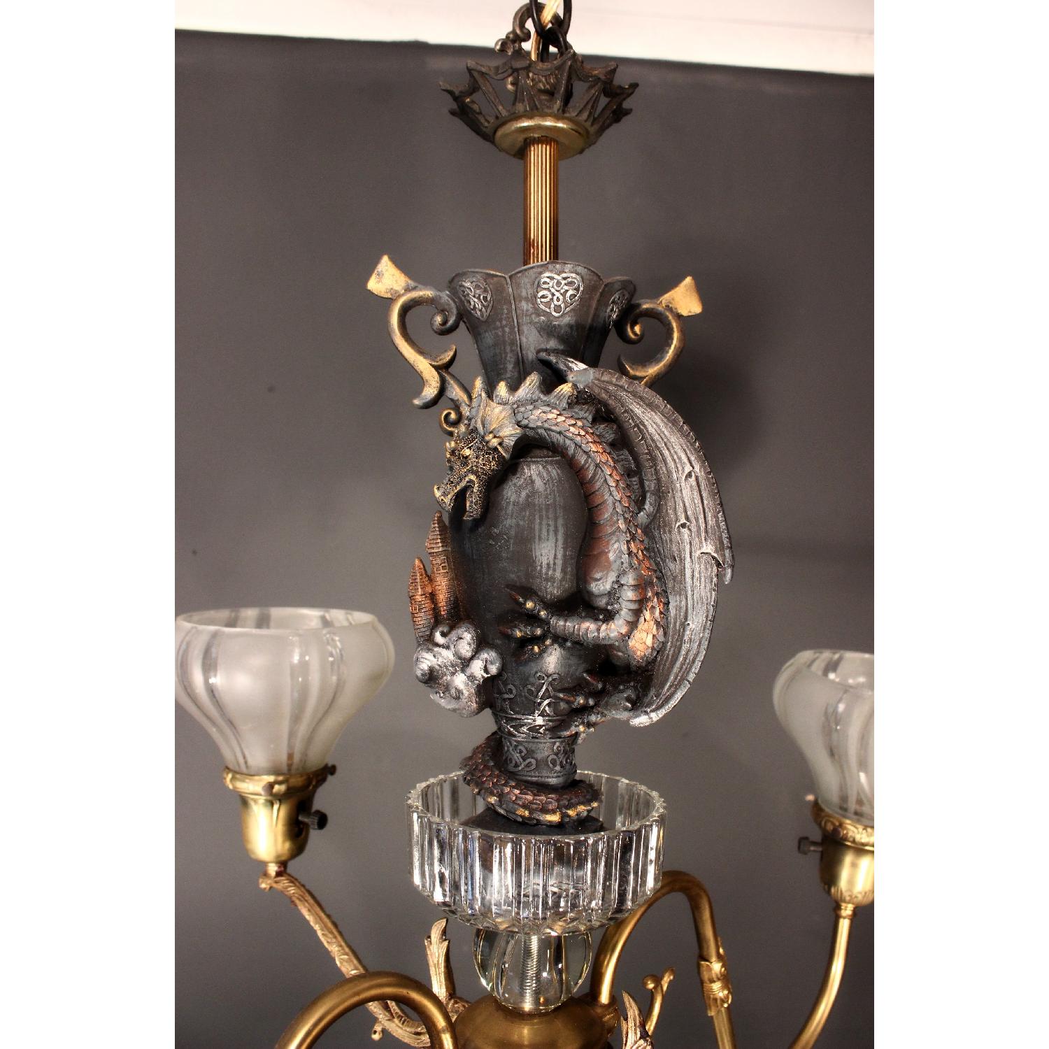Vintage Fantasy  Dragon Gargoyle Chandelier Light Fixture - image-3