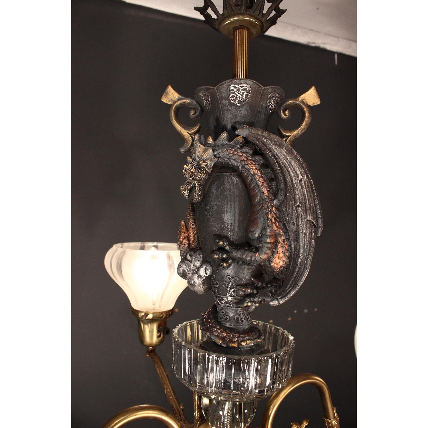 Vintage Fantasy  Dragon Gargoyle Chandelier Light Fixture - image-7