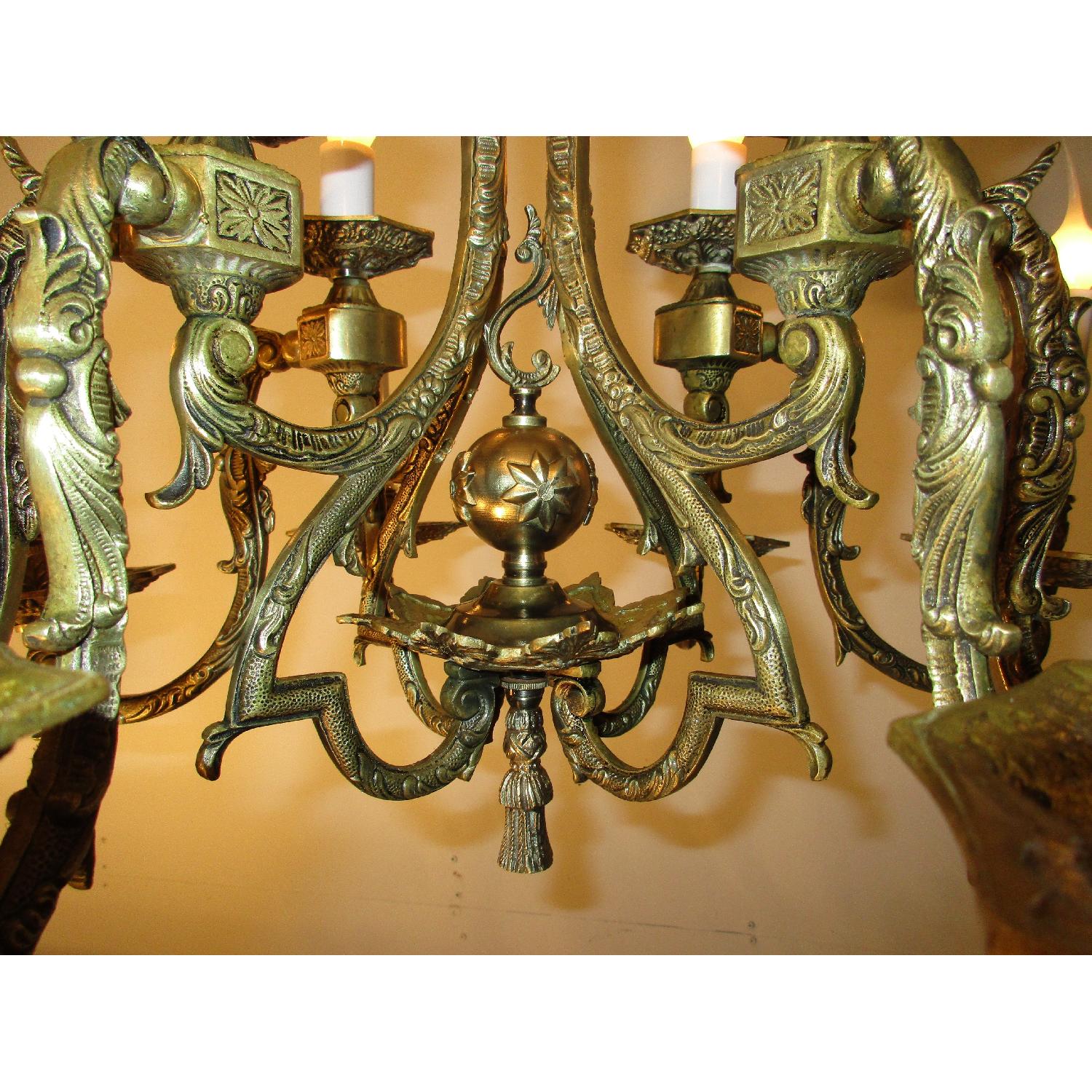 Antique Spanish Bronze Sea Horse Inspired 12 Light Octagon Chandelier - image-3