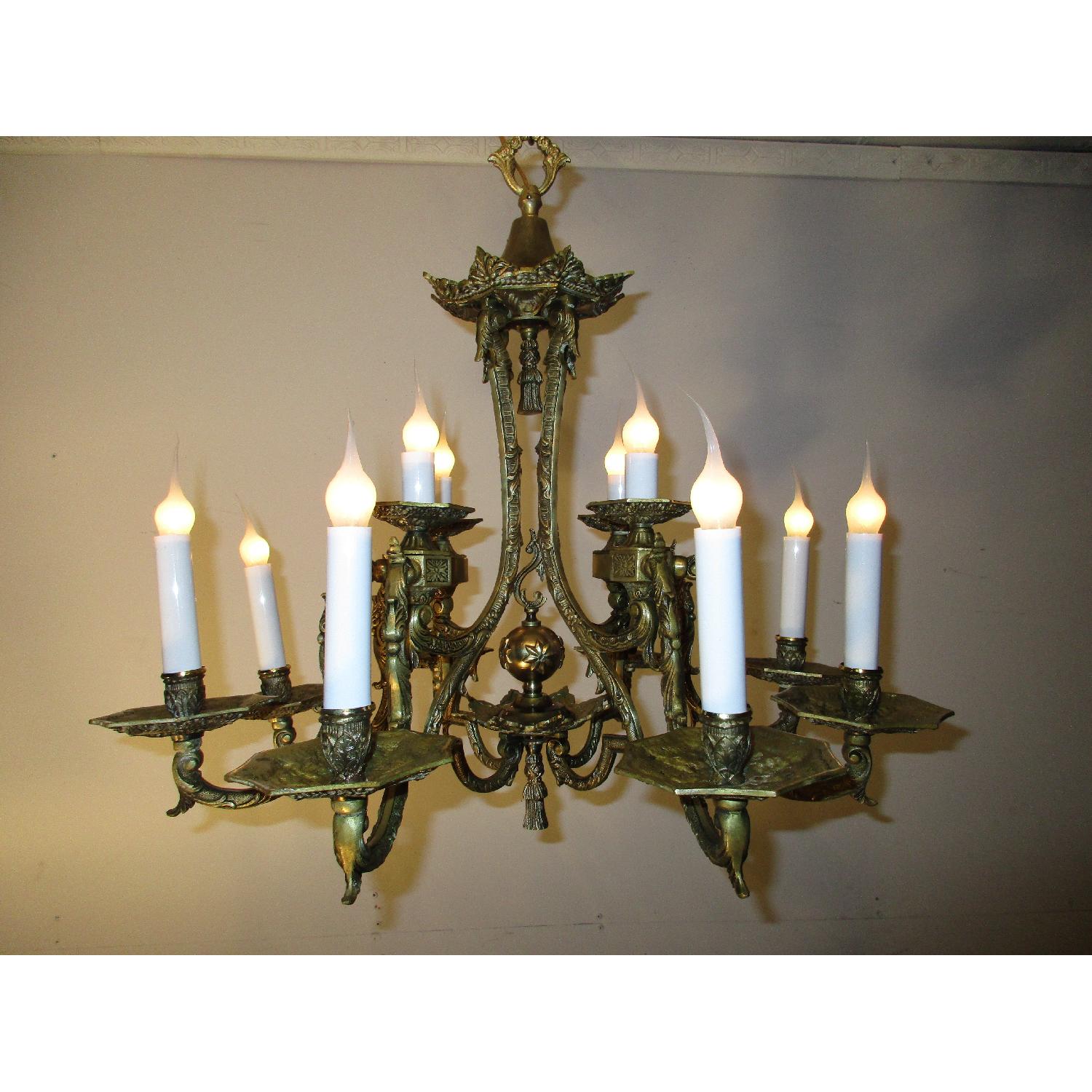 Antique Spanish Bronze Sea Horse Inspired 12 Light Octagon Chandelier - image-6