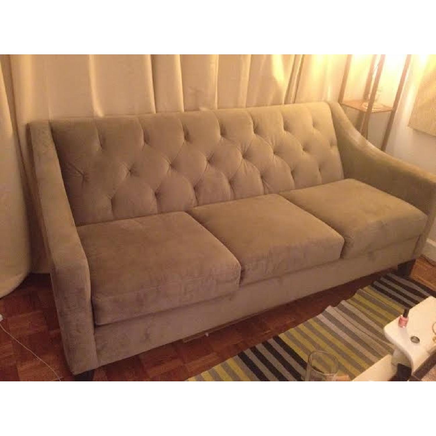 Macy's Chloe Velvet Tufted Sofa in Granite AptDeco