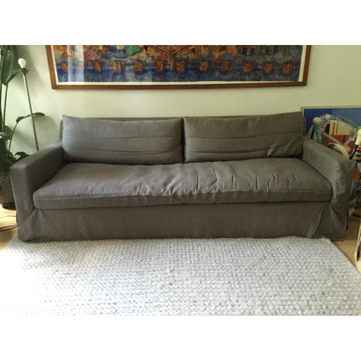 Restoration Hardware Luxe Belgian Track Arm Slipcovered Sofa in Fog - image-2